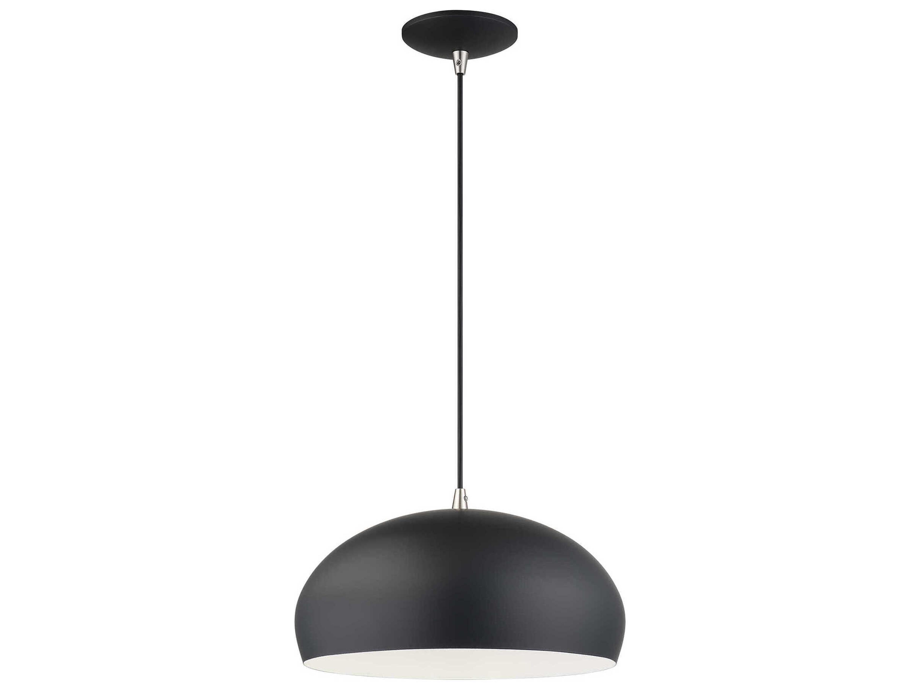 Livex Lighting Domma 1-Light Black With Brushed Nickel Accents Drum Pendant