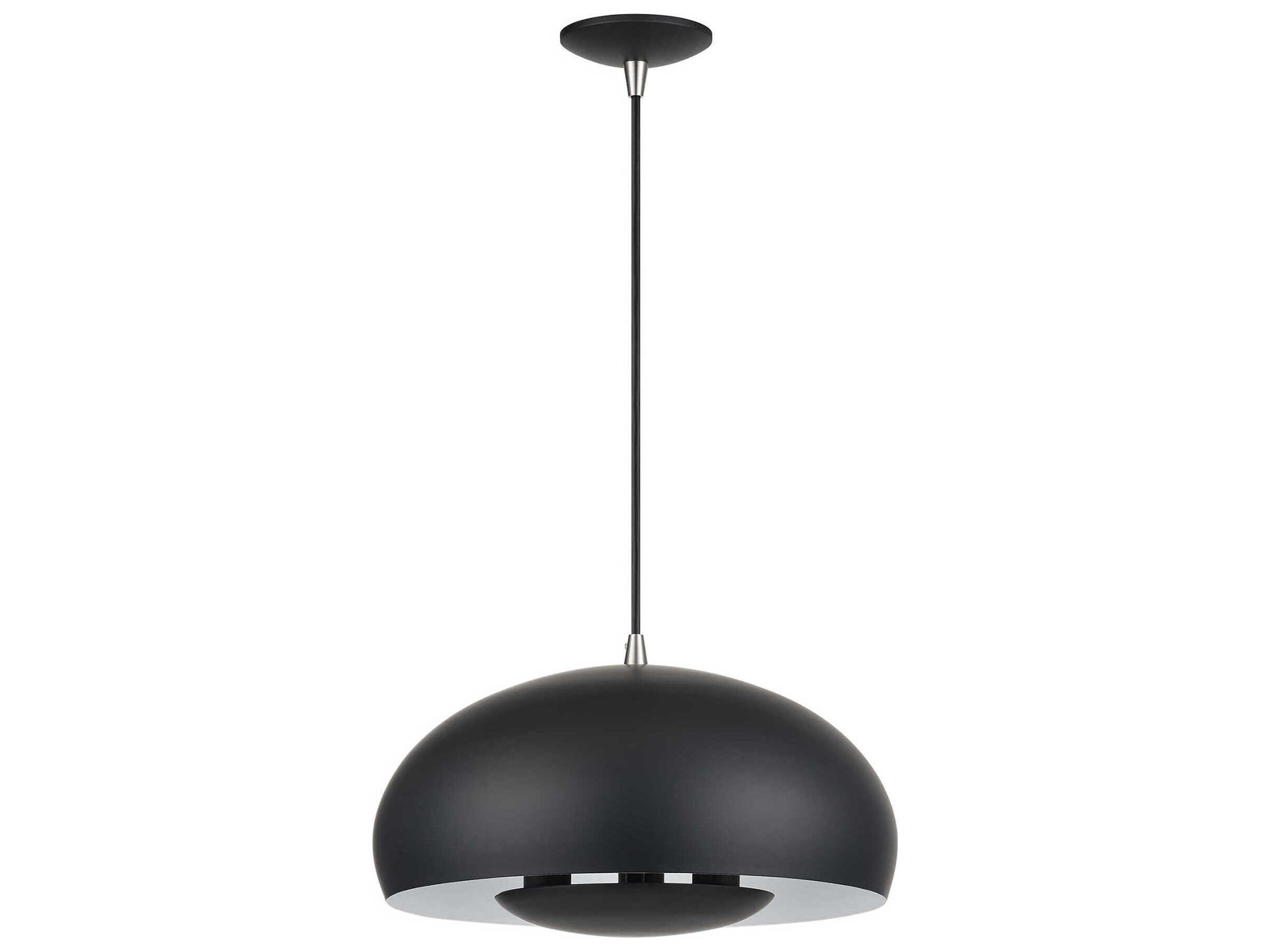 Domma 3-Light Black With Brushed Nickel Accents Drum Pendant