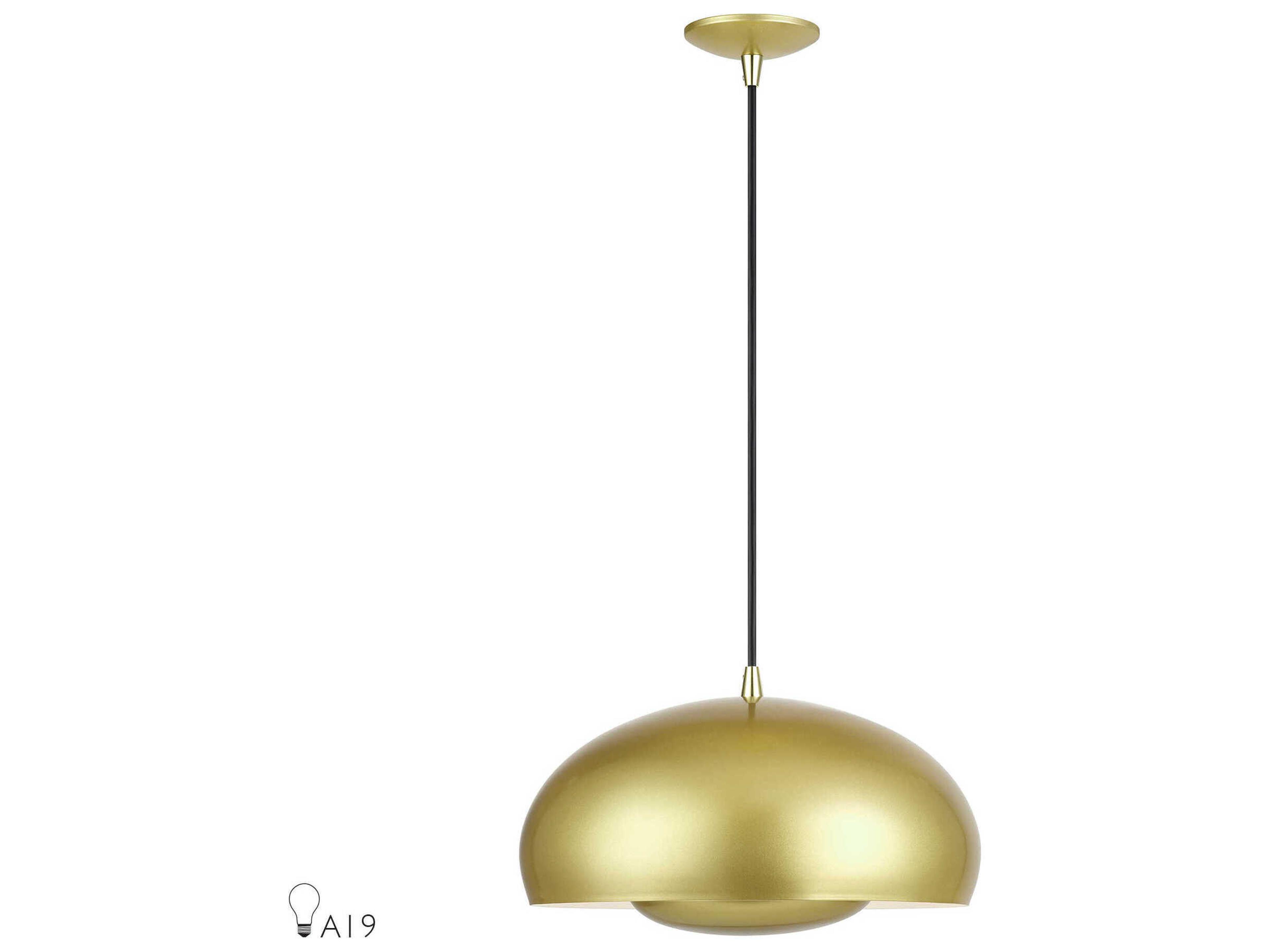 Livex Lighting Domma 3-Light Soft Gold With Polished Brass Accents Bowl Pendant