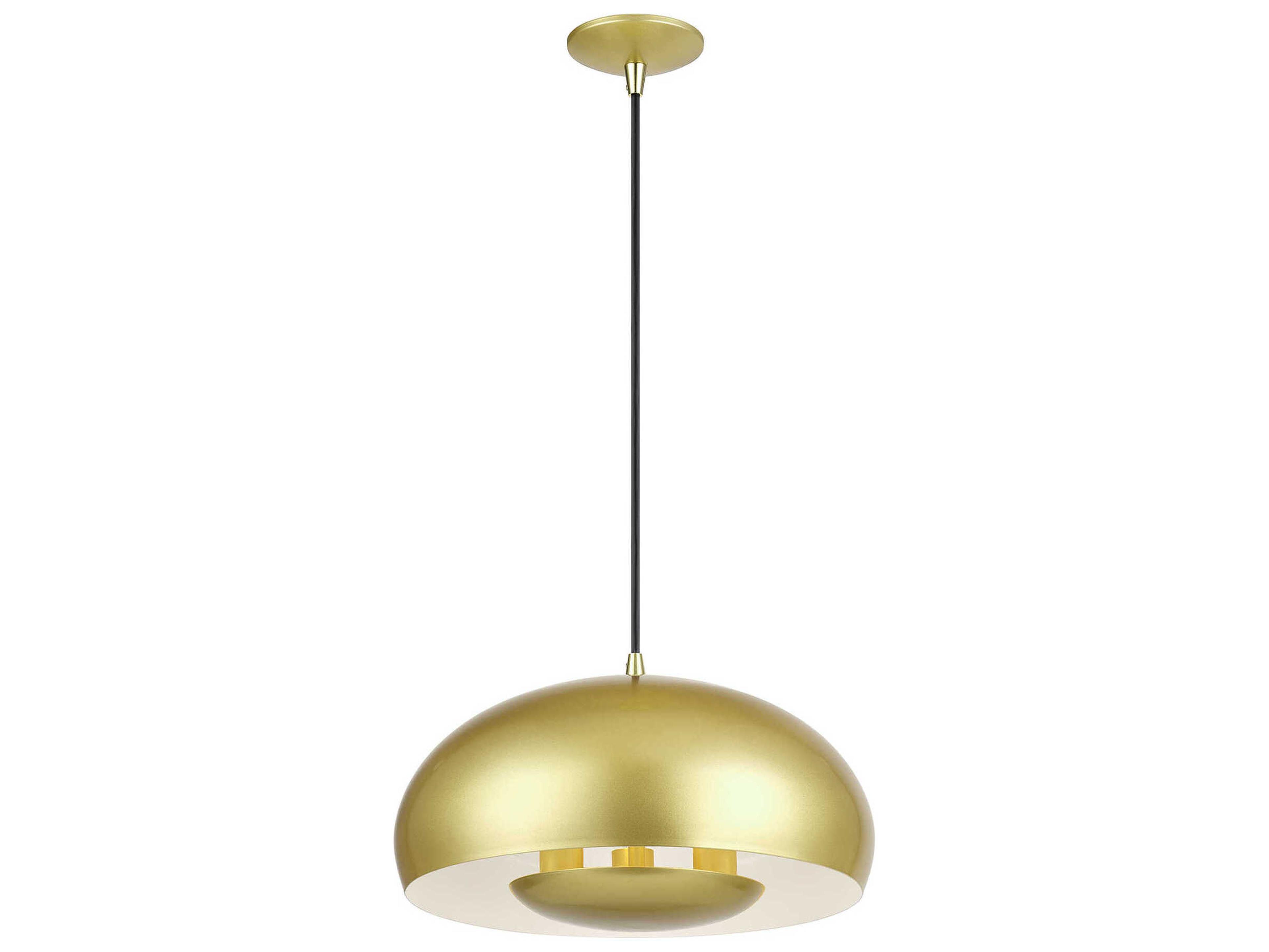 Livex Lighting Domma 3-Light Soft Gold With Polished Brass Accents Bowl Pendant