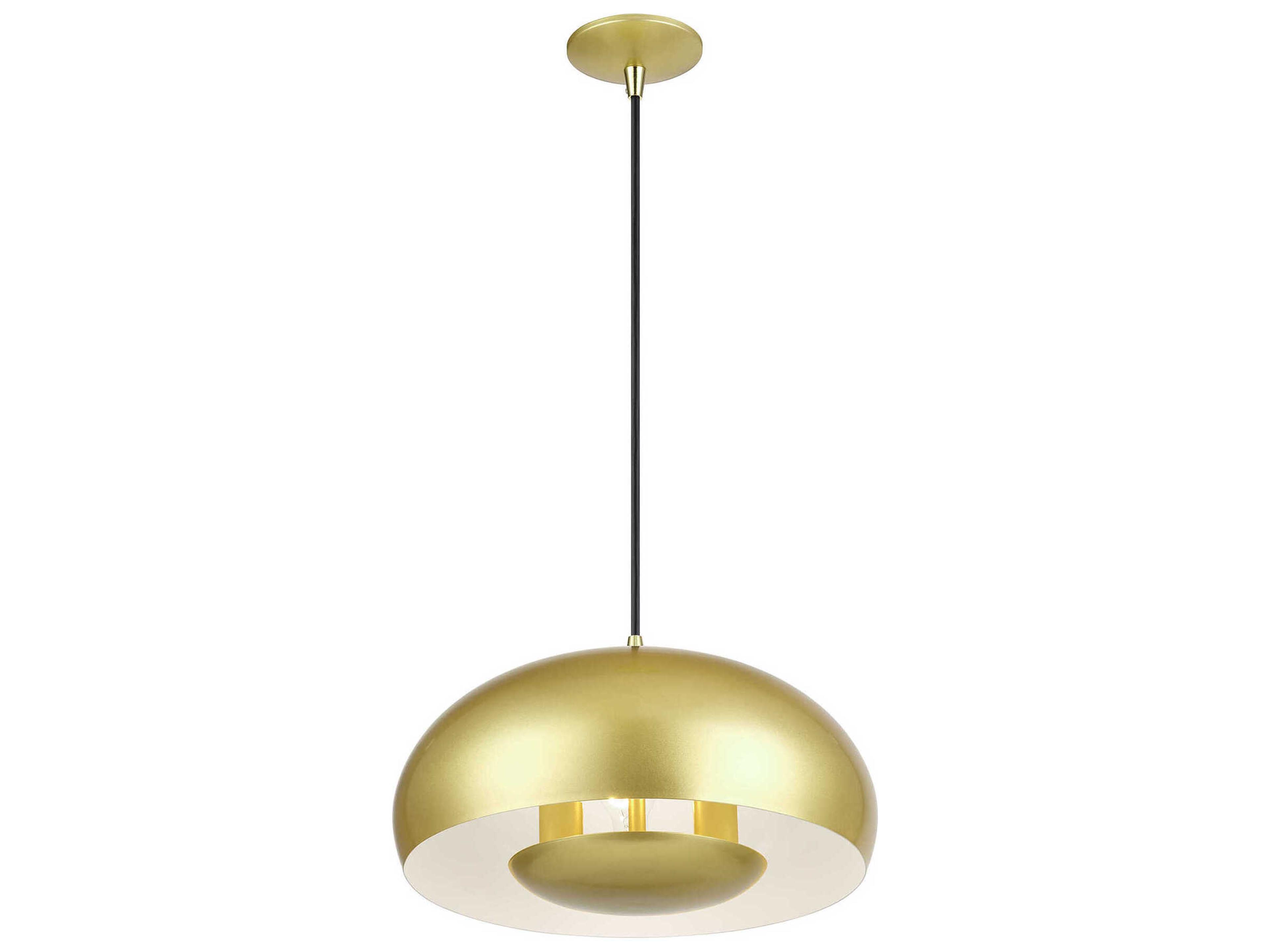 Livex Lighting Domma 3-Light Soft Gold With Polished Brass Accents Bowl Pendant