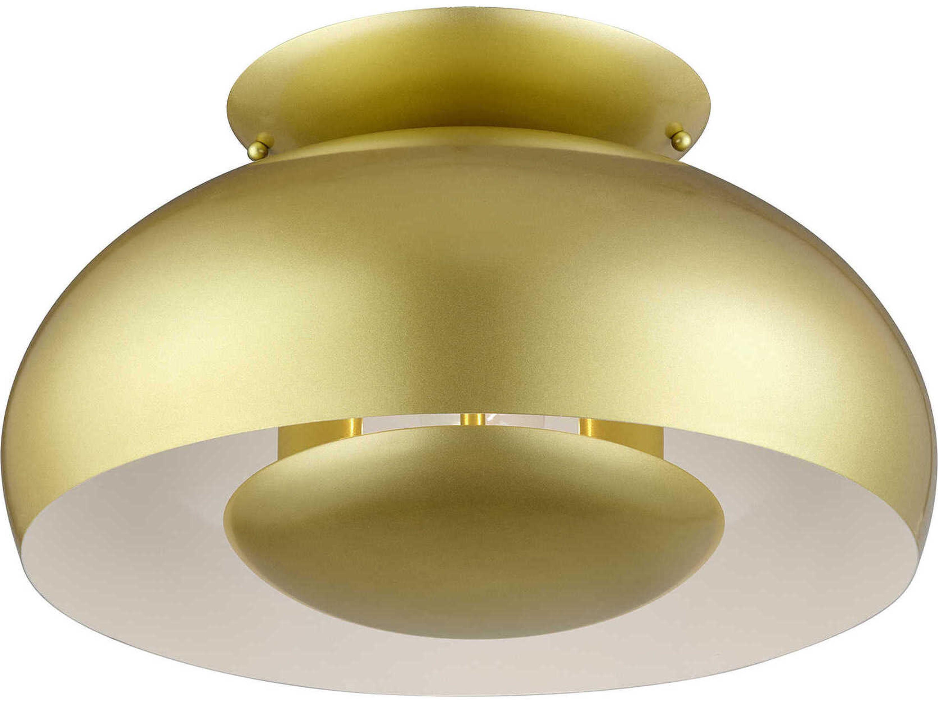 Livex Lighting Domma 3-Light Soft Gold Bronze Round Semi Flush Mount
