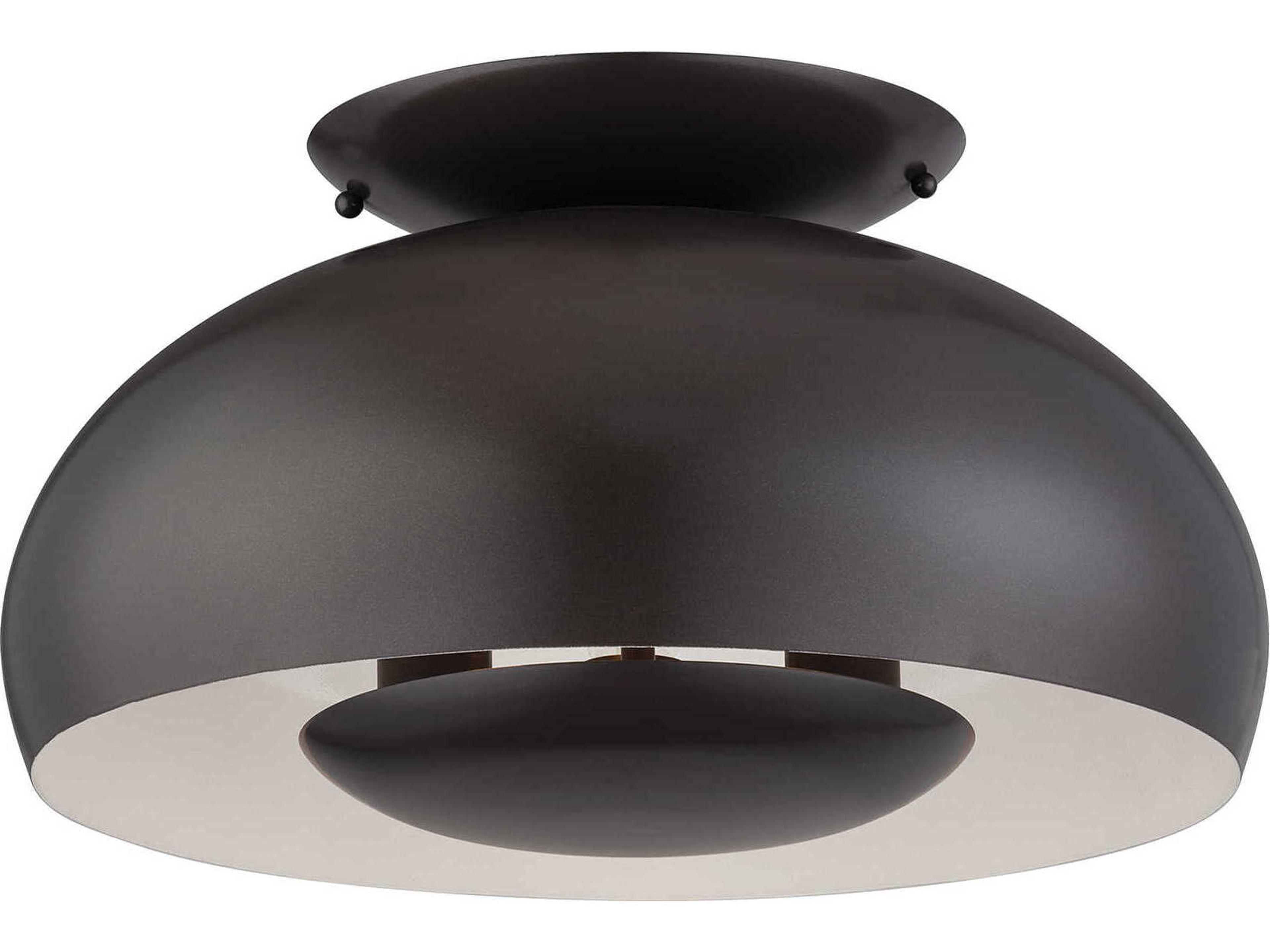 Domma 3-Light English Bronze Round Semi Flush Mount