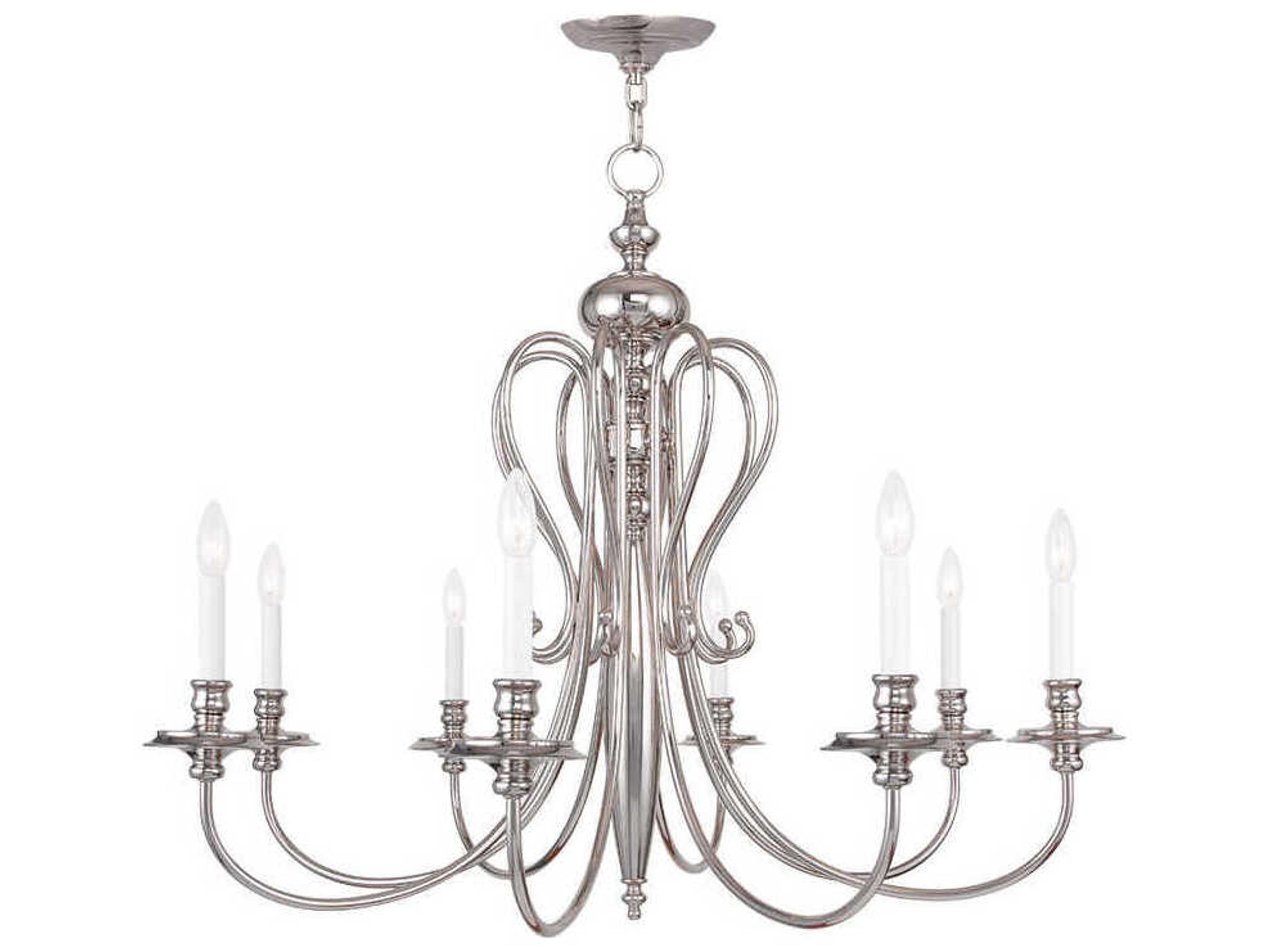 Caldwell 8-Light Polished Nickel Candelabra Chandelier