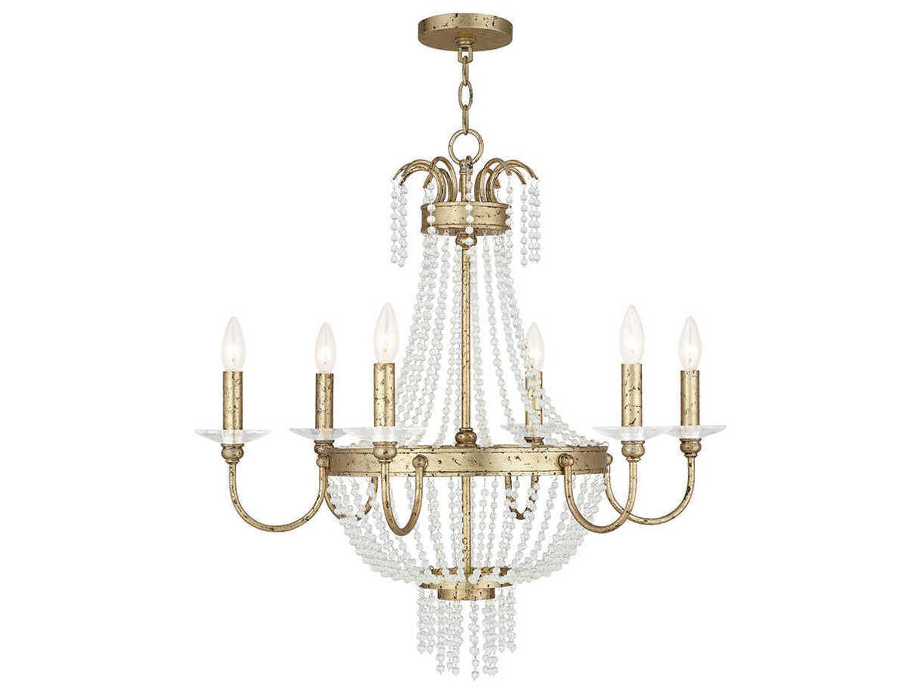 Valentina 6-Light Hand Applied Winter Gold Crystal Candelabra Chandelier