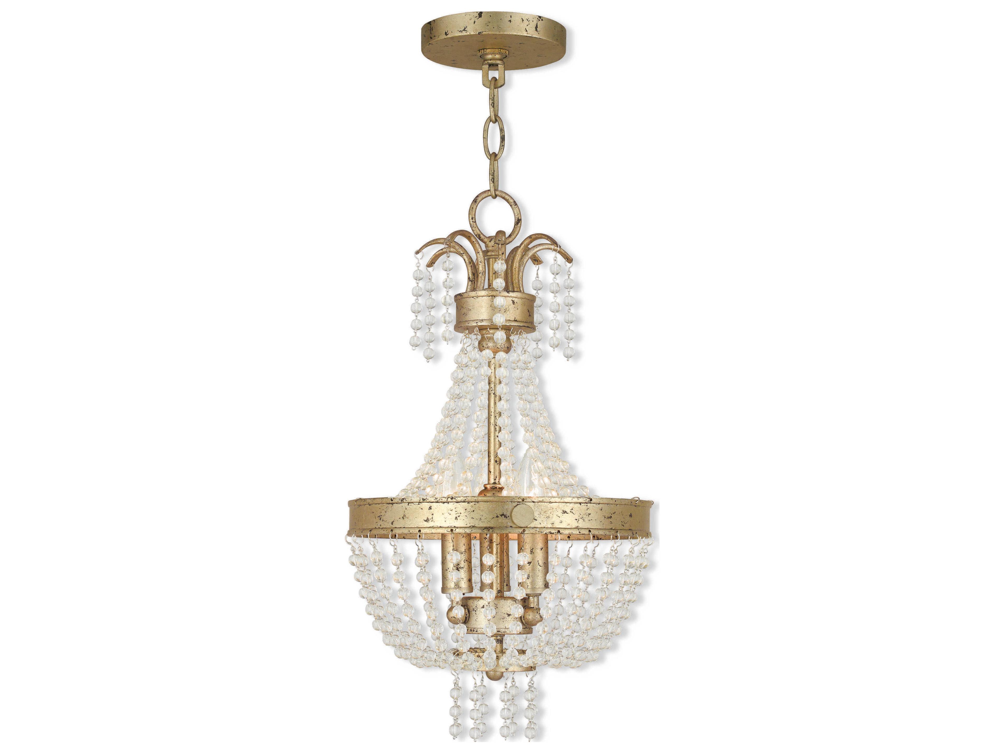 Valentina 3-Light Hand Applied Winter Gold Crystal Candelabra Chandelier