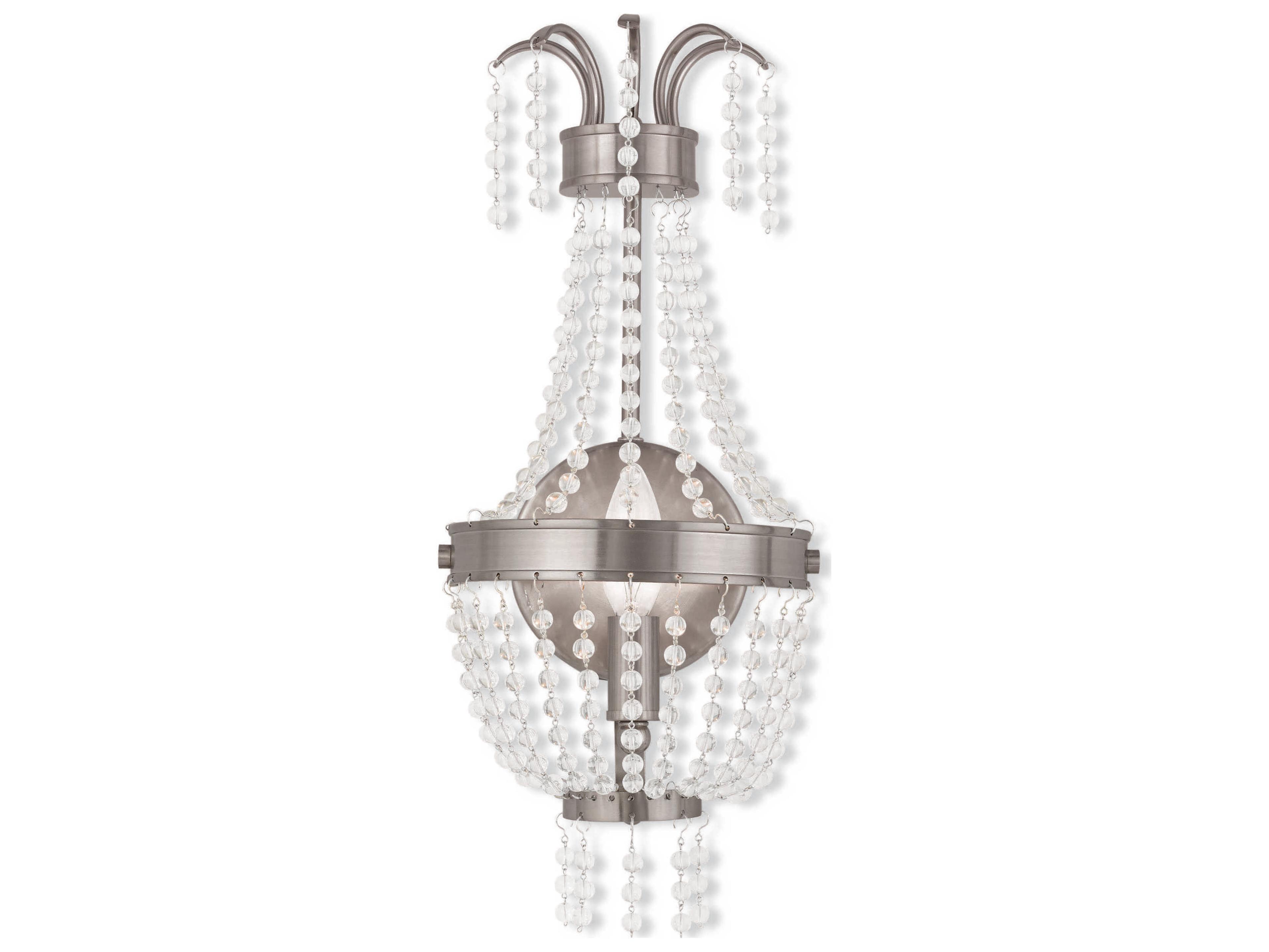 Valentina 1-Light Brushed Nickel Crystal Wall Sconce
