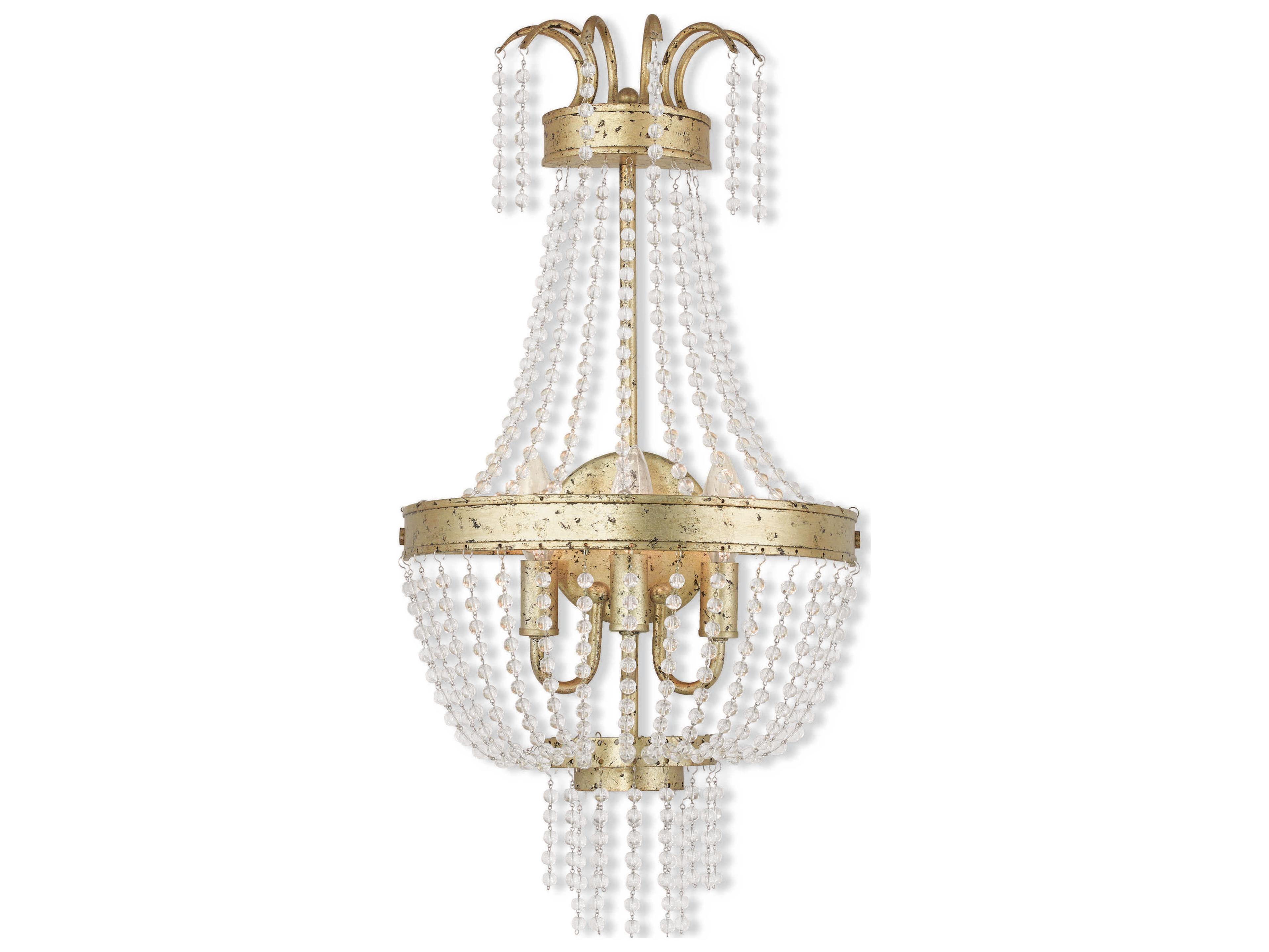 Valentina 3-Light Hand Applied Winter Gold Crystal Wall Sconce