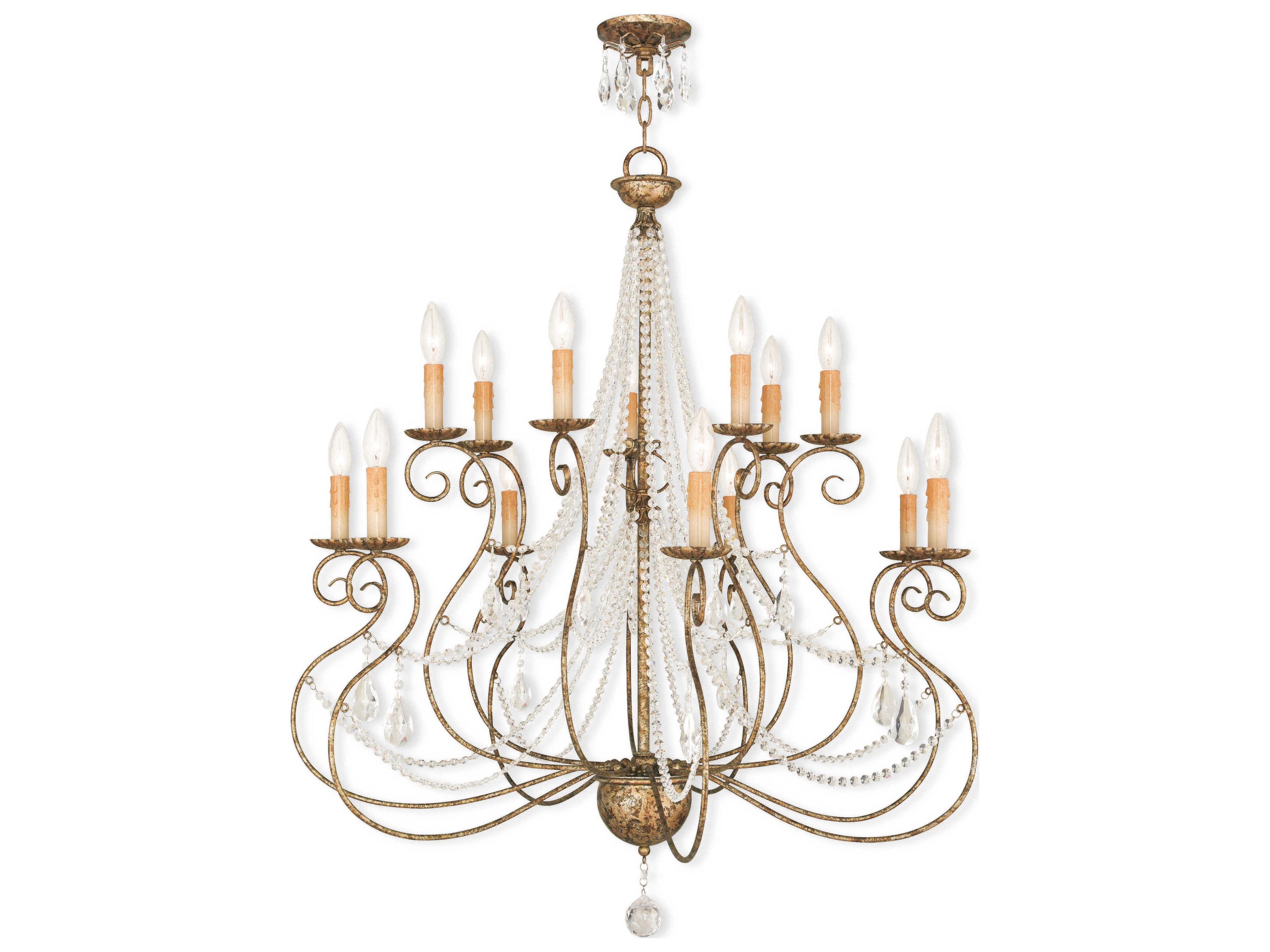 Isabella 14-Light Hand Applied European Bronze Crystal Candelabra Tiered Chandelier