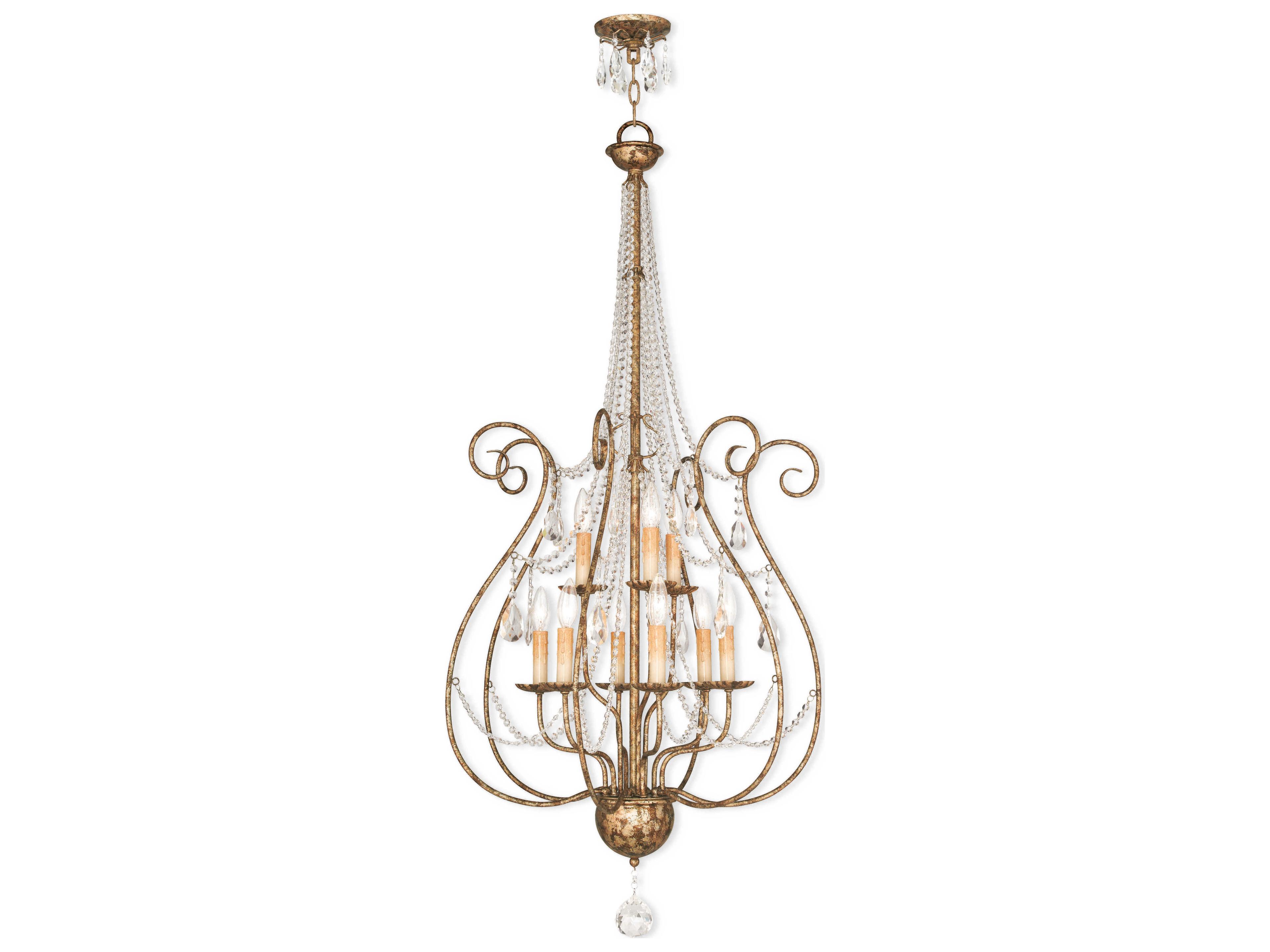 Isabella 9-Light Hand Applied European Bronze Crystal Candelabra Tiered Chandelier
