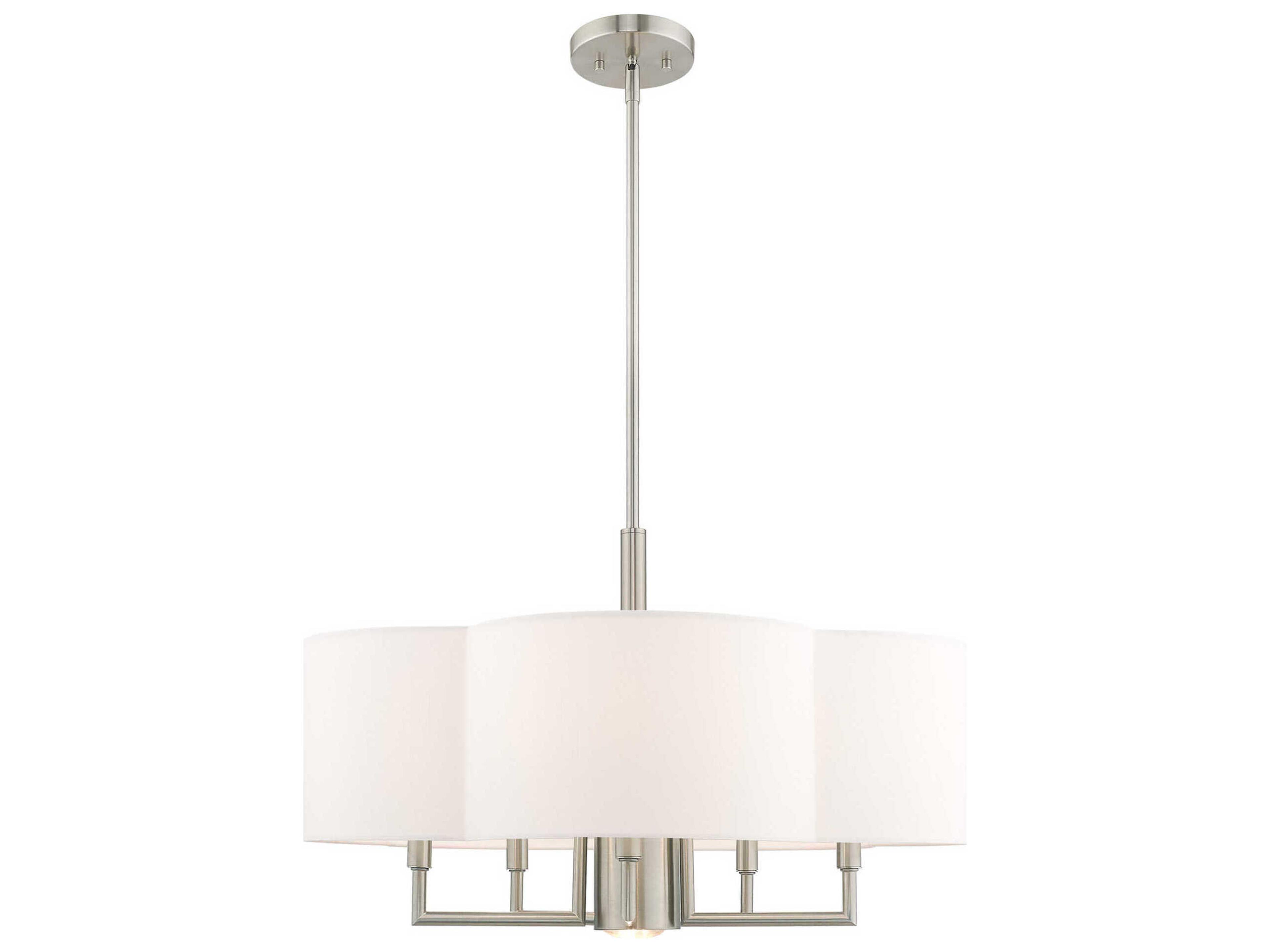 Chelsea 6-Light Brushed Nickel White Chandelier
