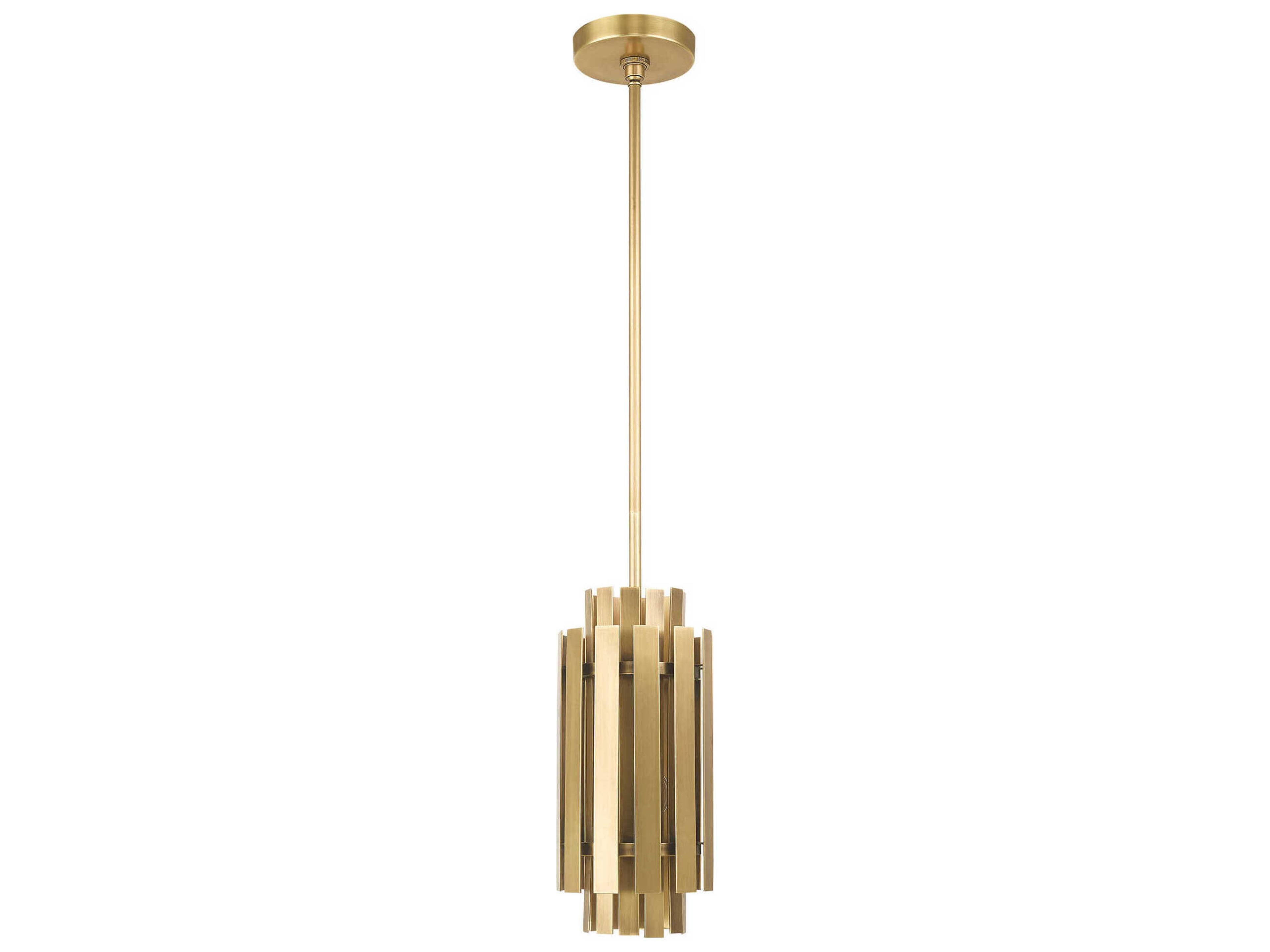 Livex Lighting Greenwich 1-Light Natural Brass Cylinder Mini Pendant