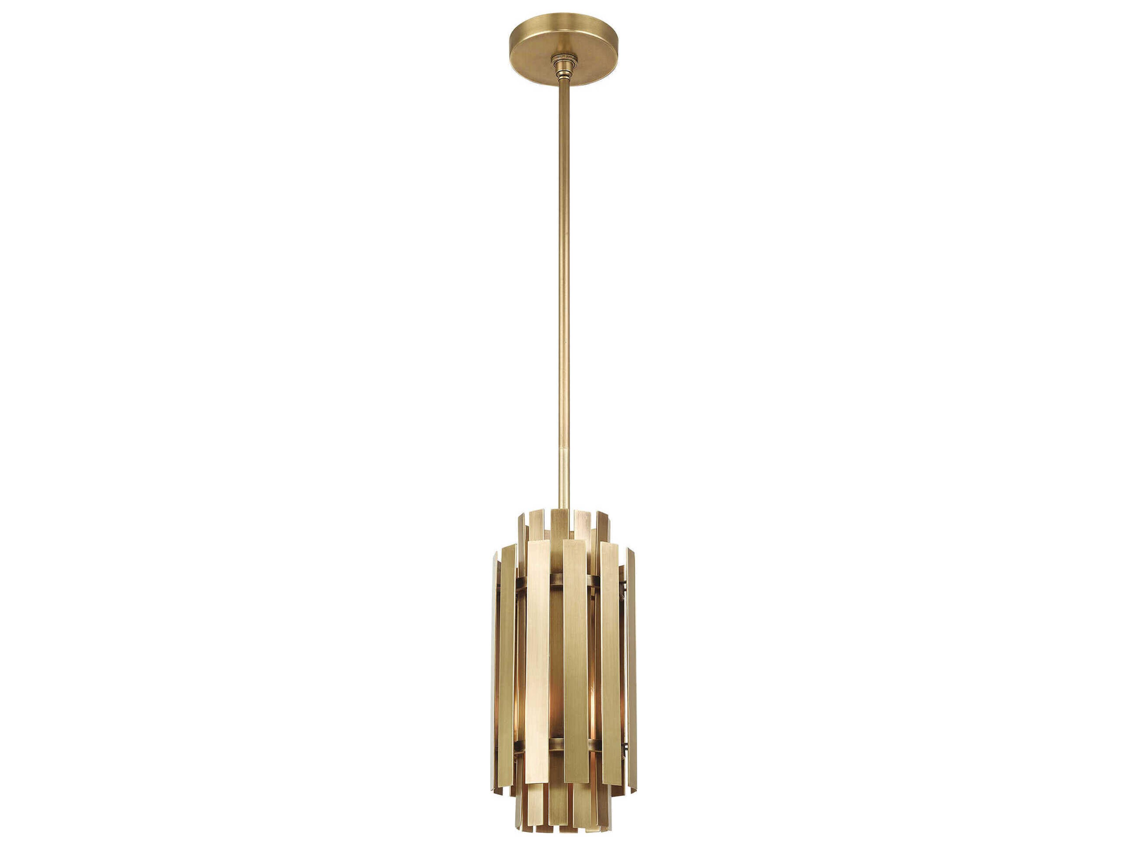 Livex Lighting Greenwich 1-Light Natural Brass Cylinder Mini Pendant