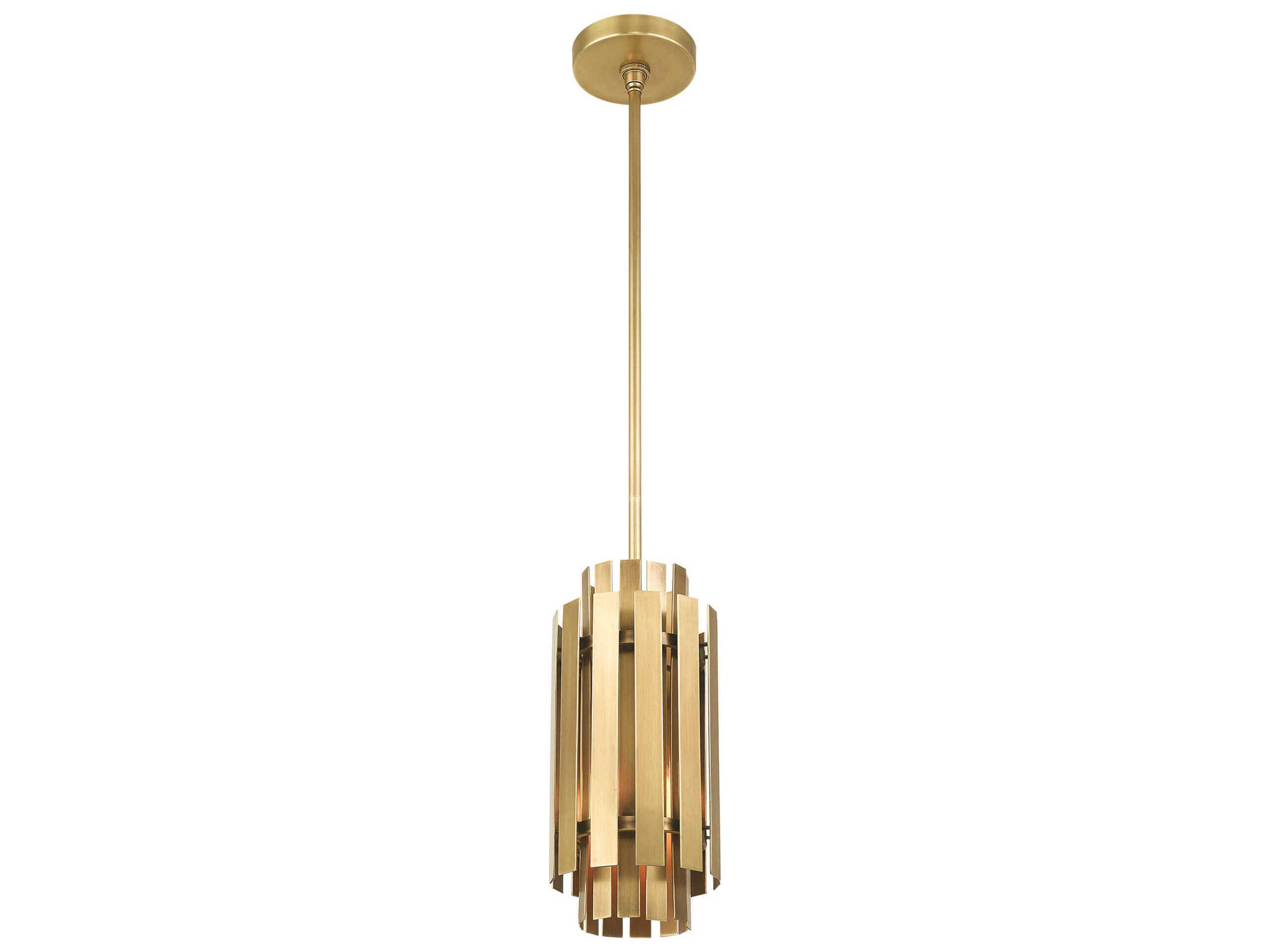 Livex Lighting Greenwich 1-Light Natural Brass Cylinder Mini Pendant