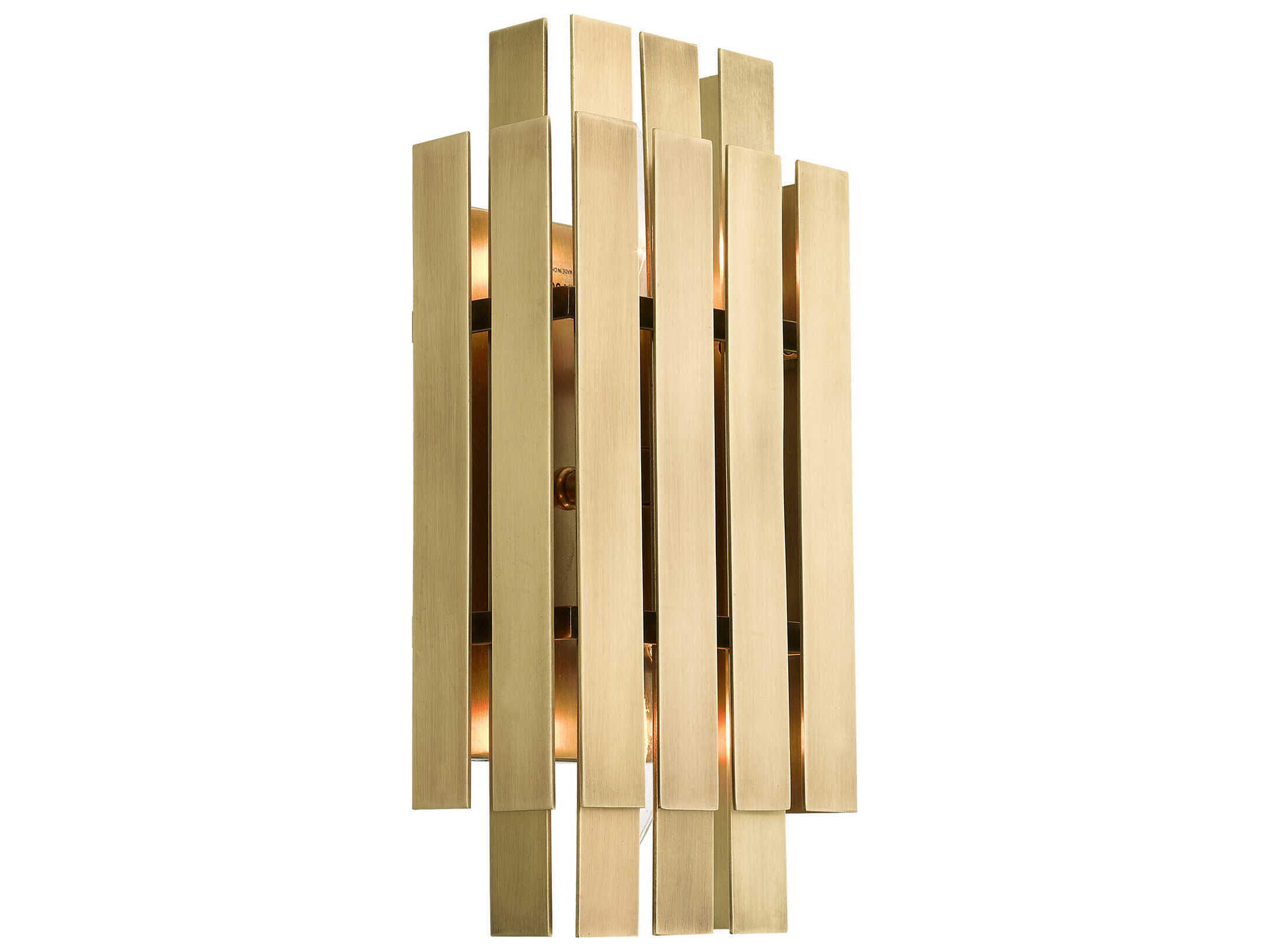 Greenwich 2-Light Natural Brass Glass Wall Sconce