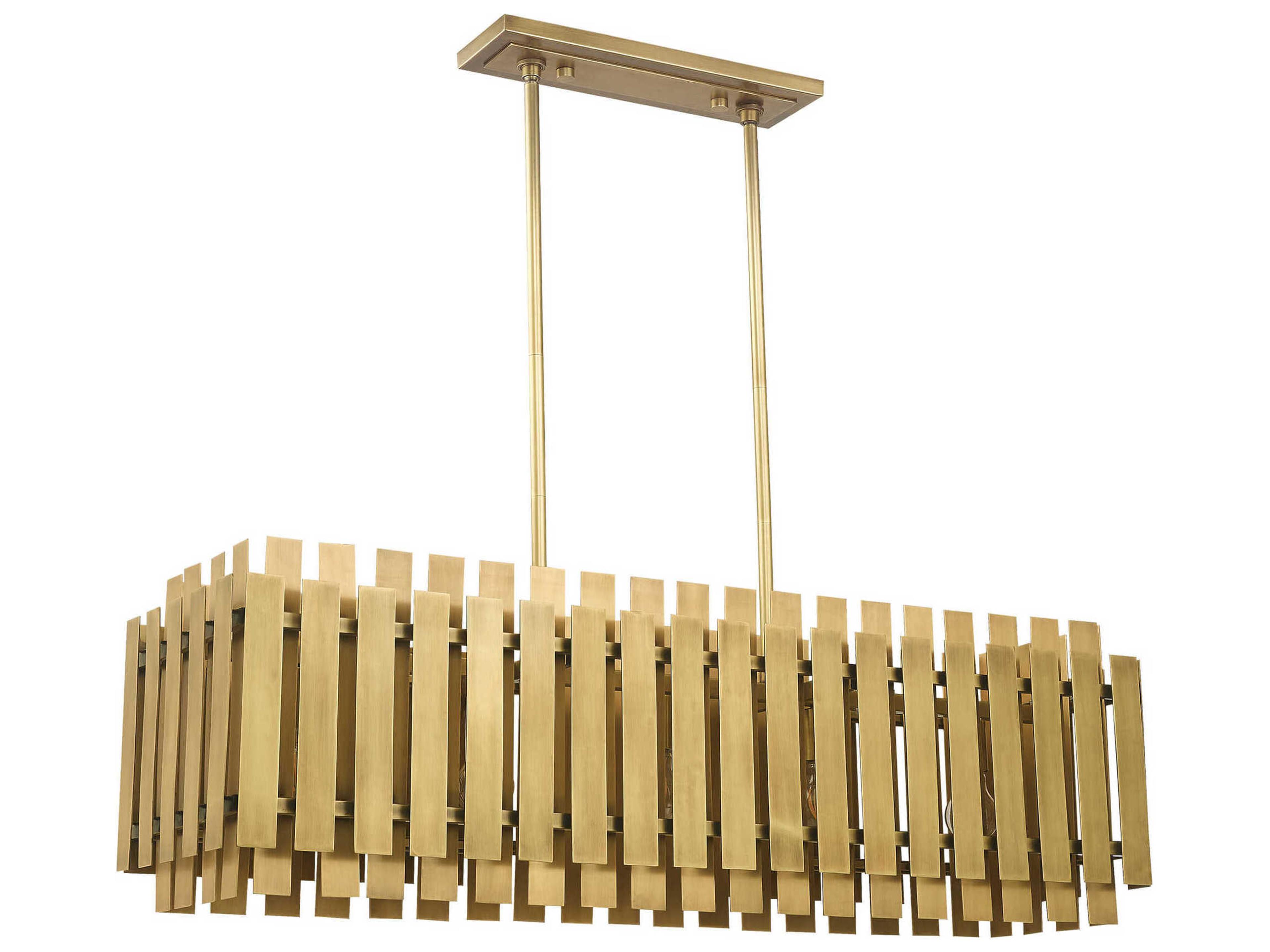 Livex Lighting Greenwich 5-Light Natural Brass Island Pendant