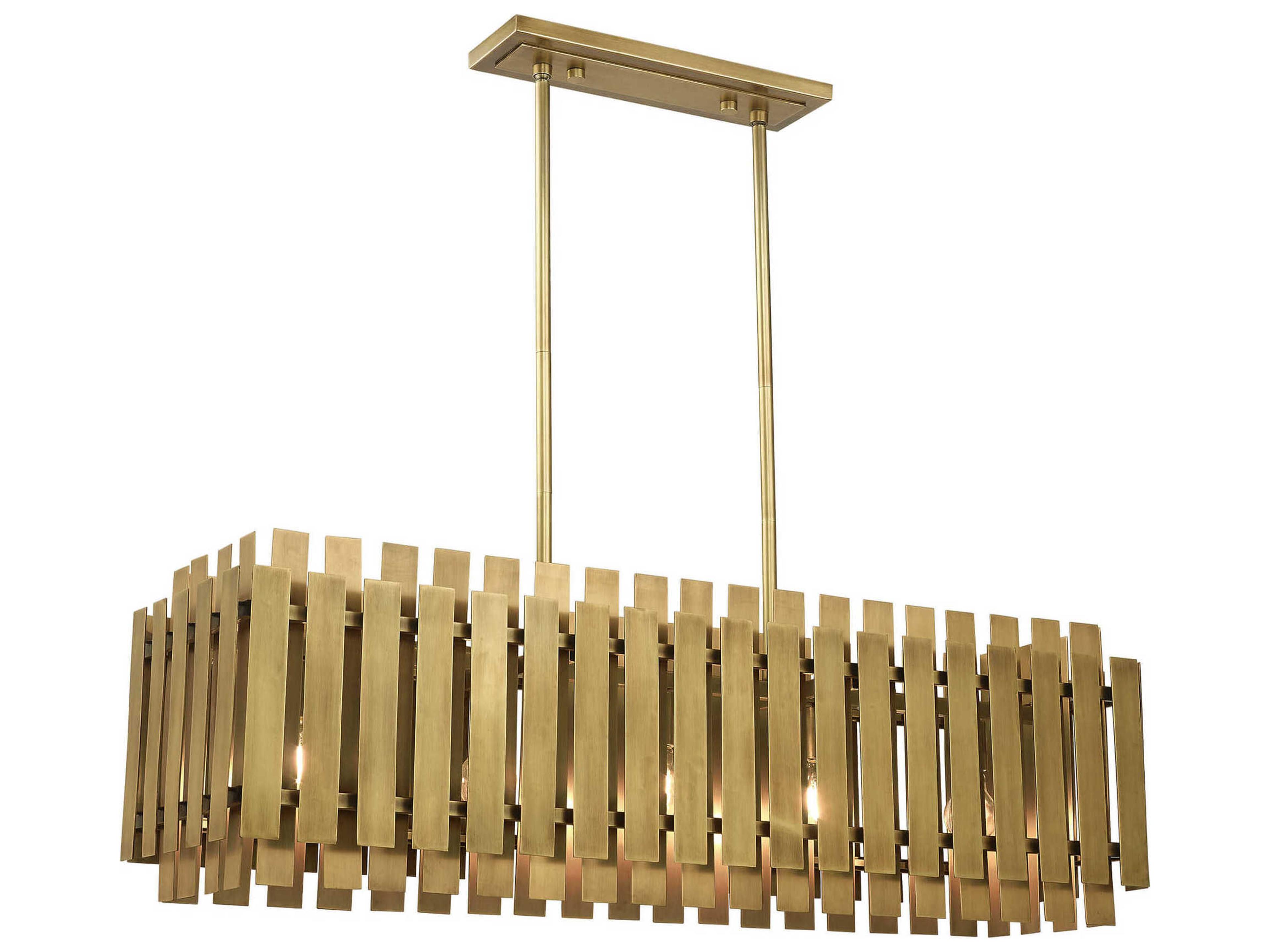 Livex Lighting Greenwich 5-Light Natural Brass Island Pendant