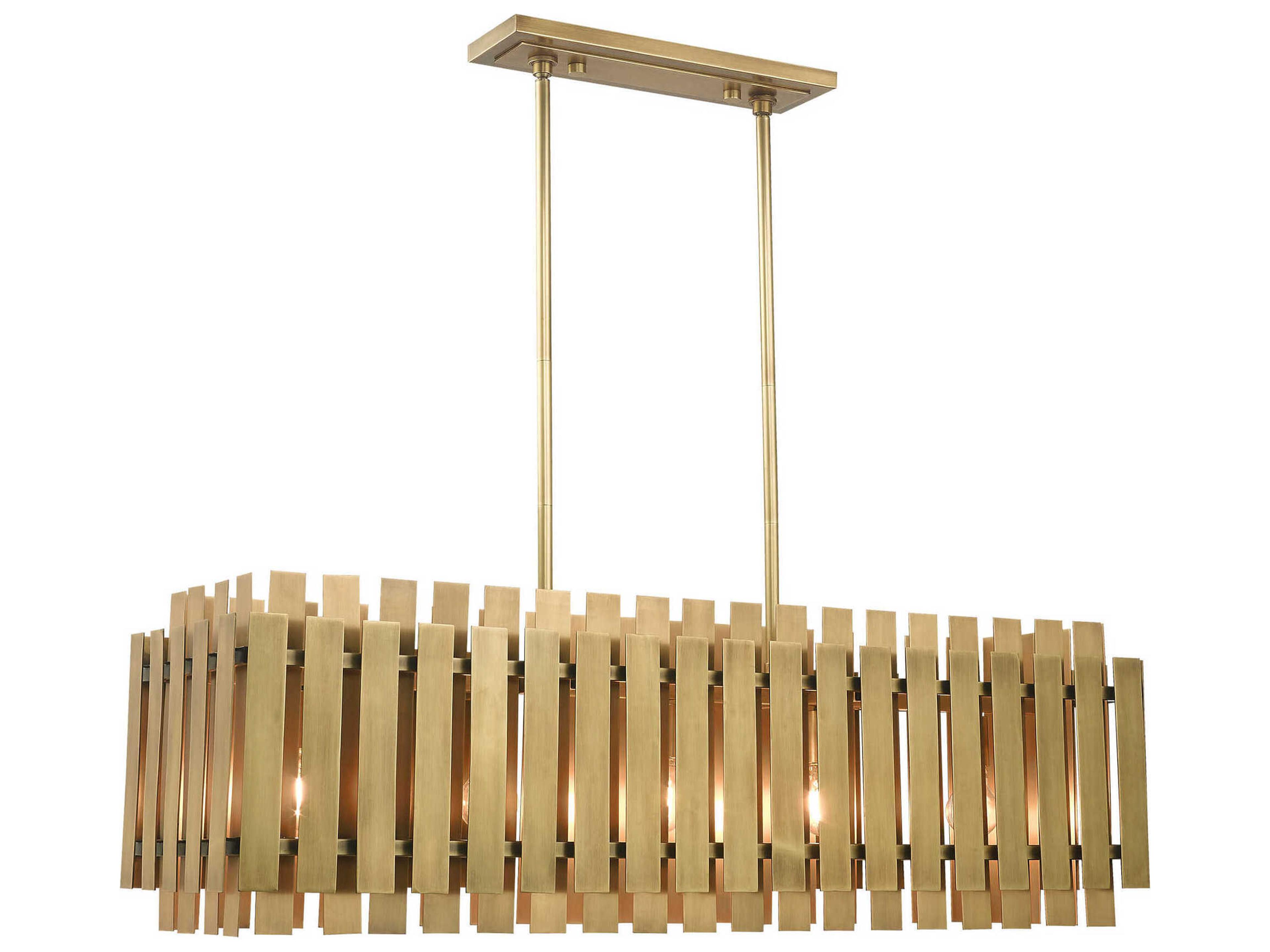 Livex Lighting Greenwich 5-Light Natural Brass Island Pendant