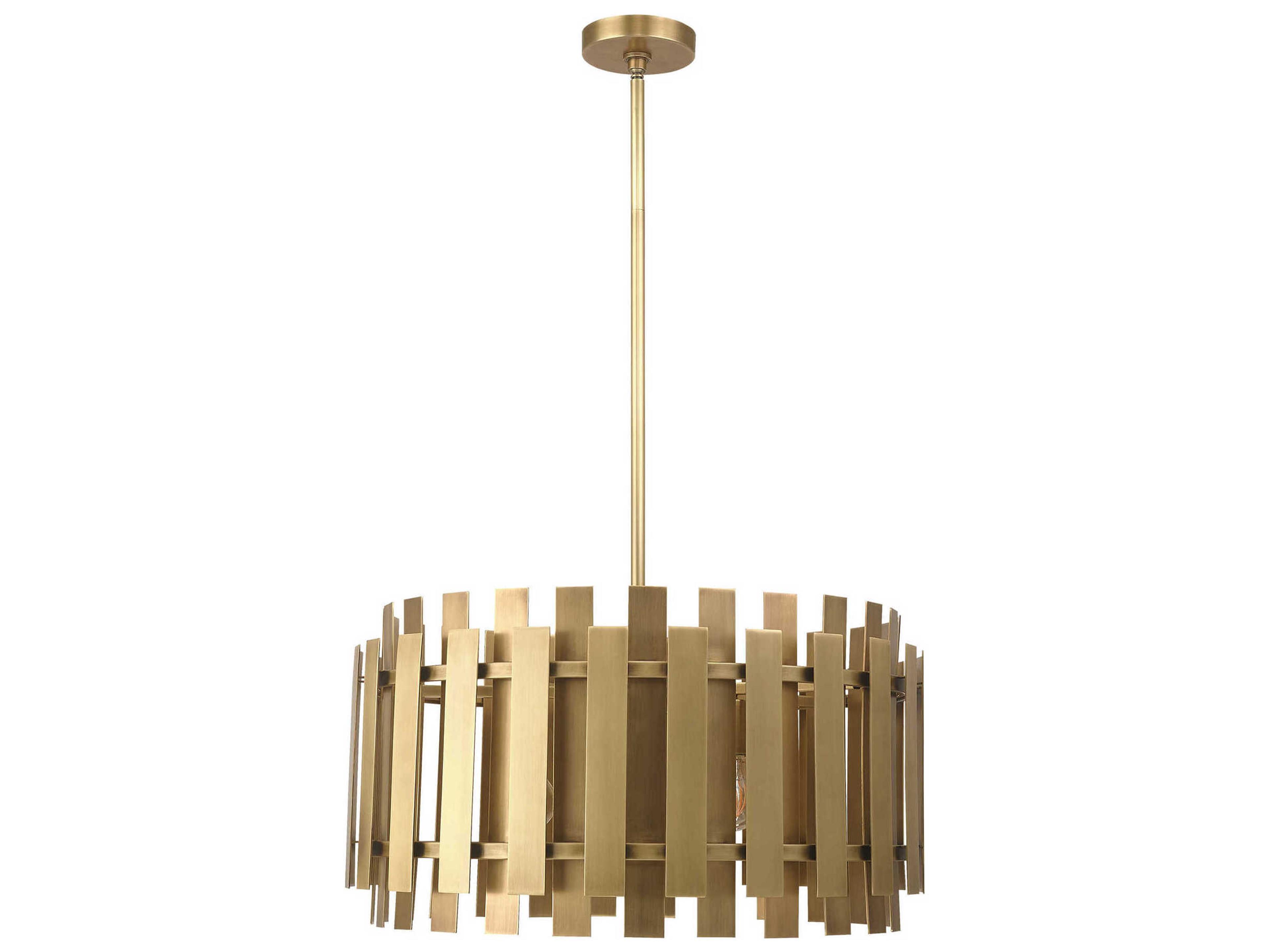 Livex Lighting Greenwich 6-Light Natural Brass Drum Pendant
