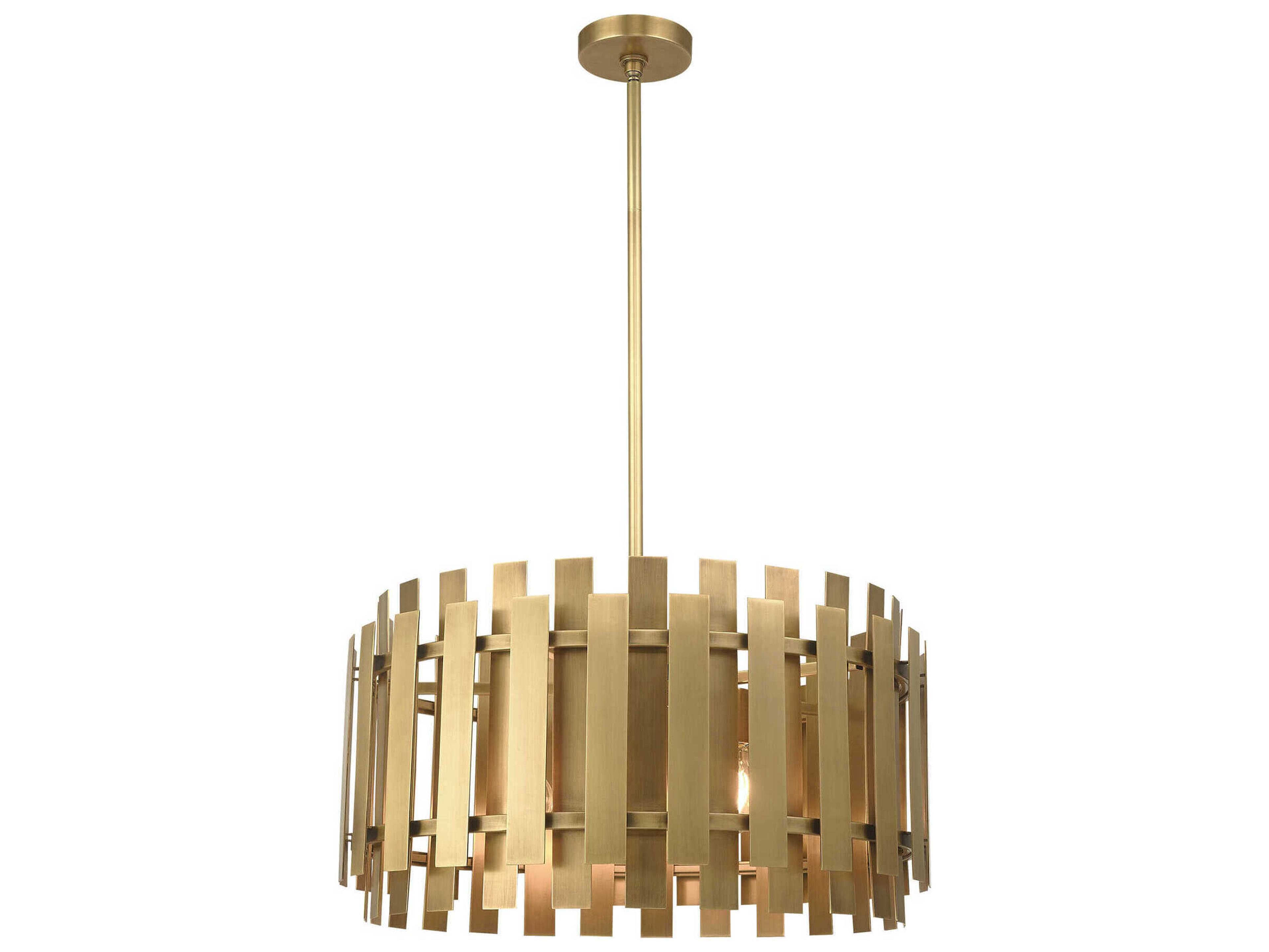 Livex Lighting Greenwich 6-Light Natural Brass Drum Pendant