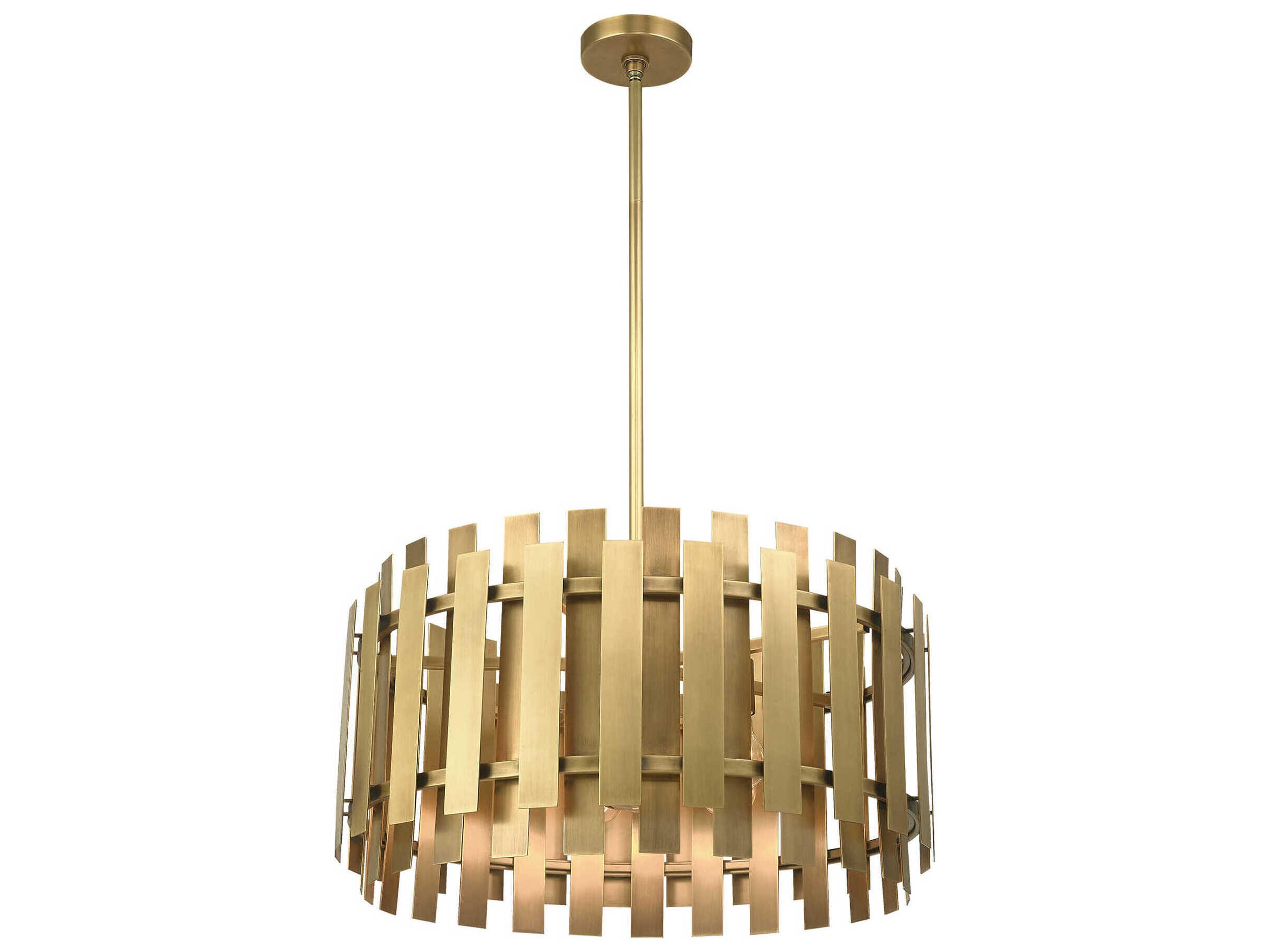 Livex Lighting Greenwich 6-Light Natural Brass Drum Pendant