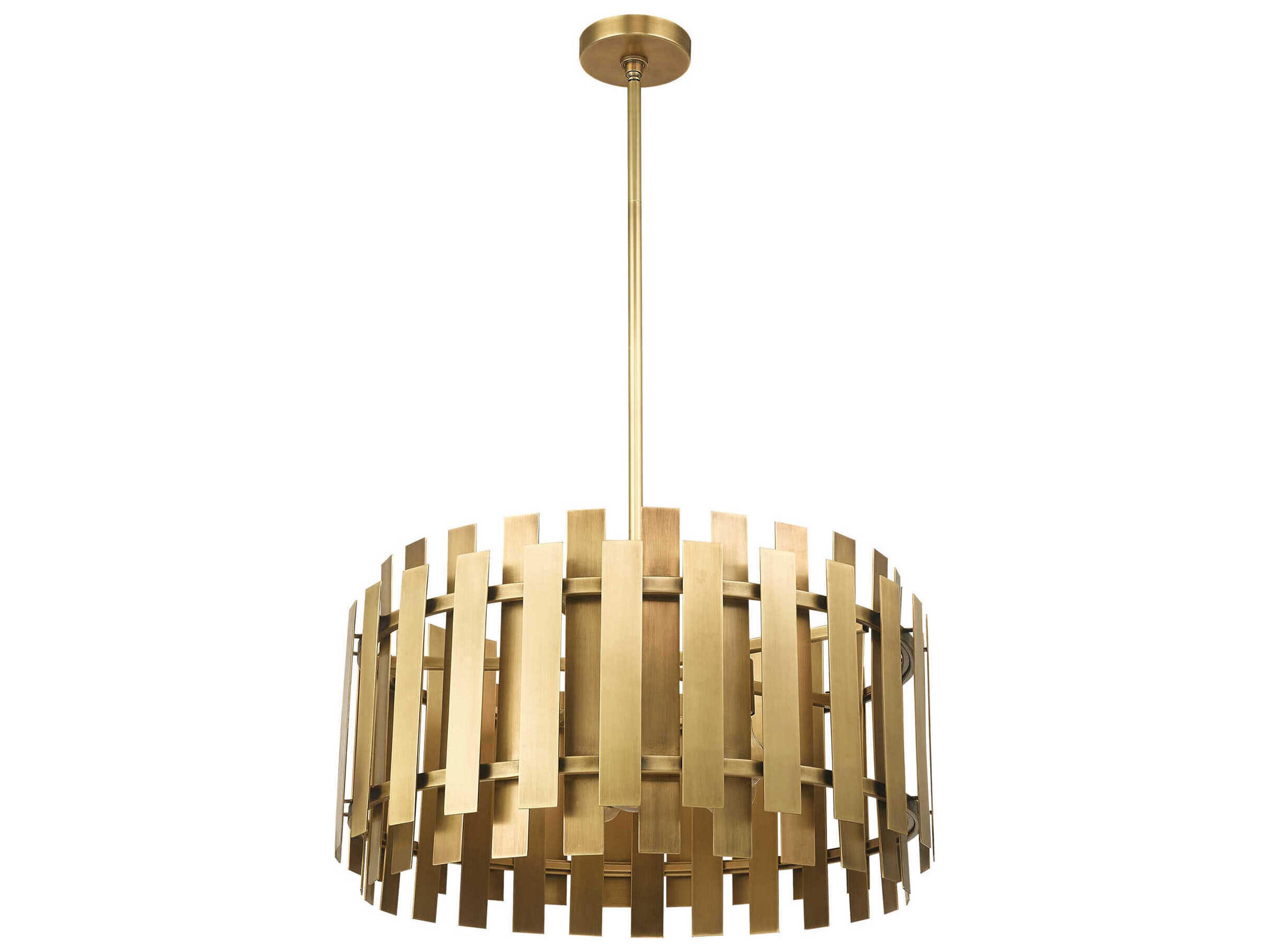 Livex Lighting Greenwich 6-Light Natural Brass Drum Pendant