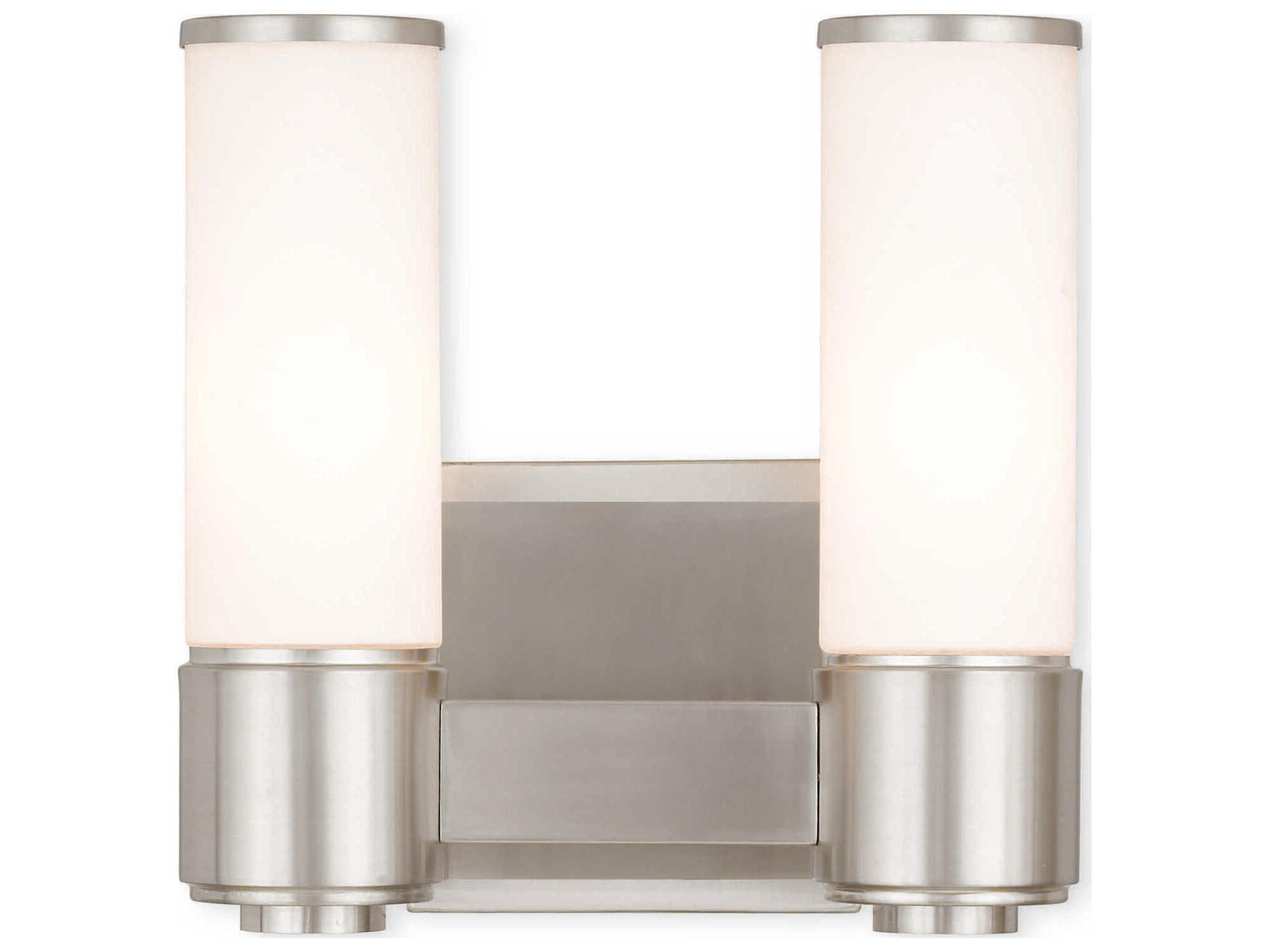 Weston 2-Light Brushed Nickel White Glass Wall Sconce
