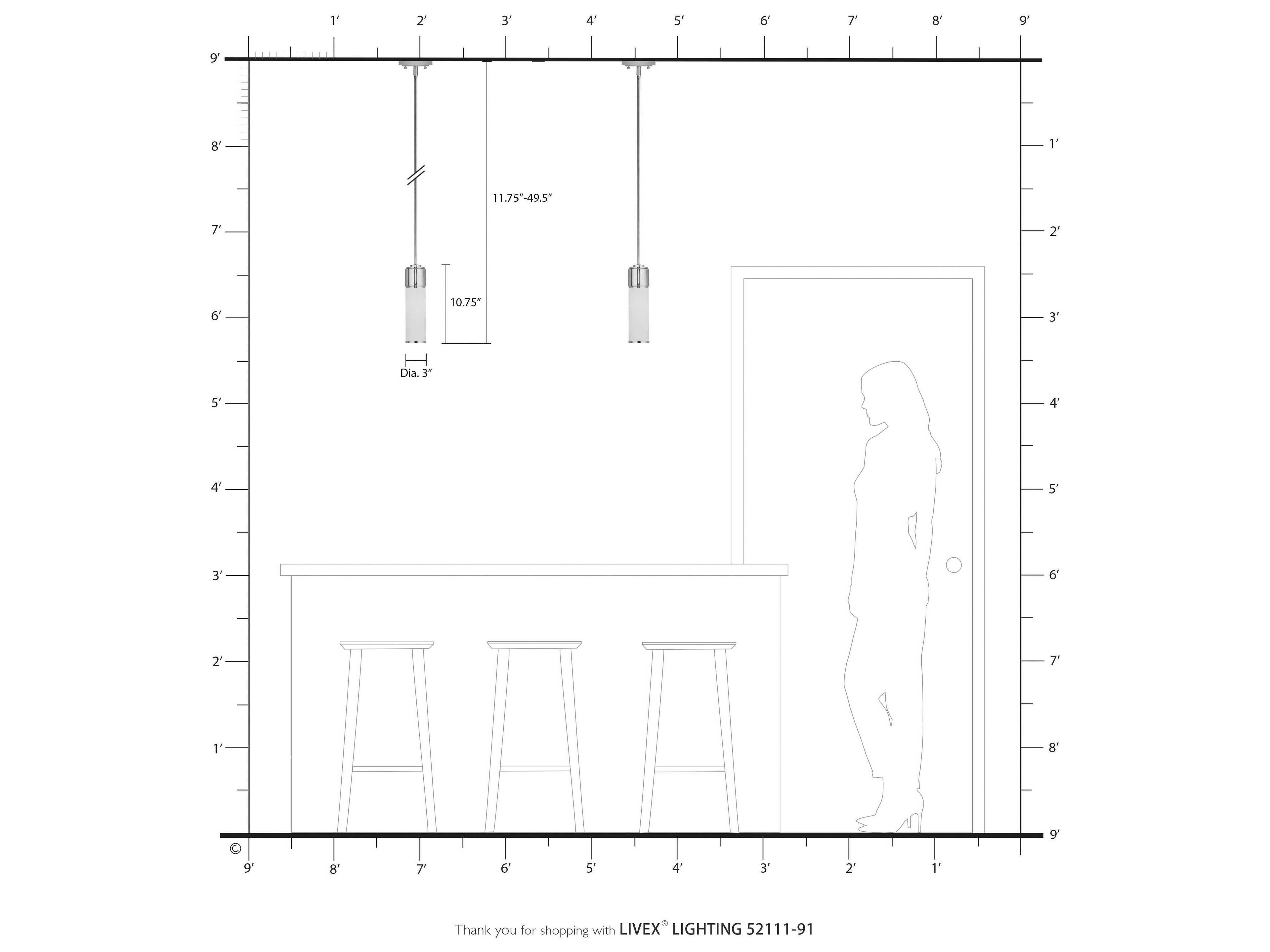 Livex Lighting Weston 1-Light Brushed Nickel Glass Cylinder Mini Pendant