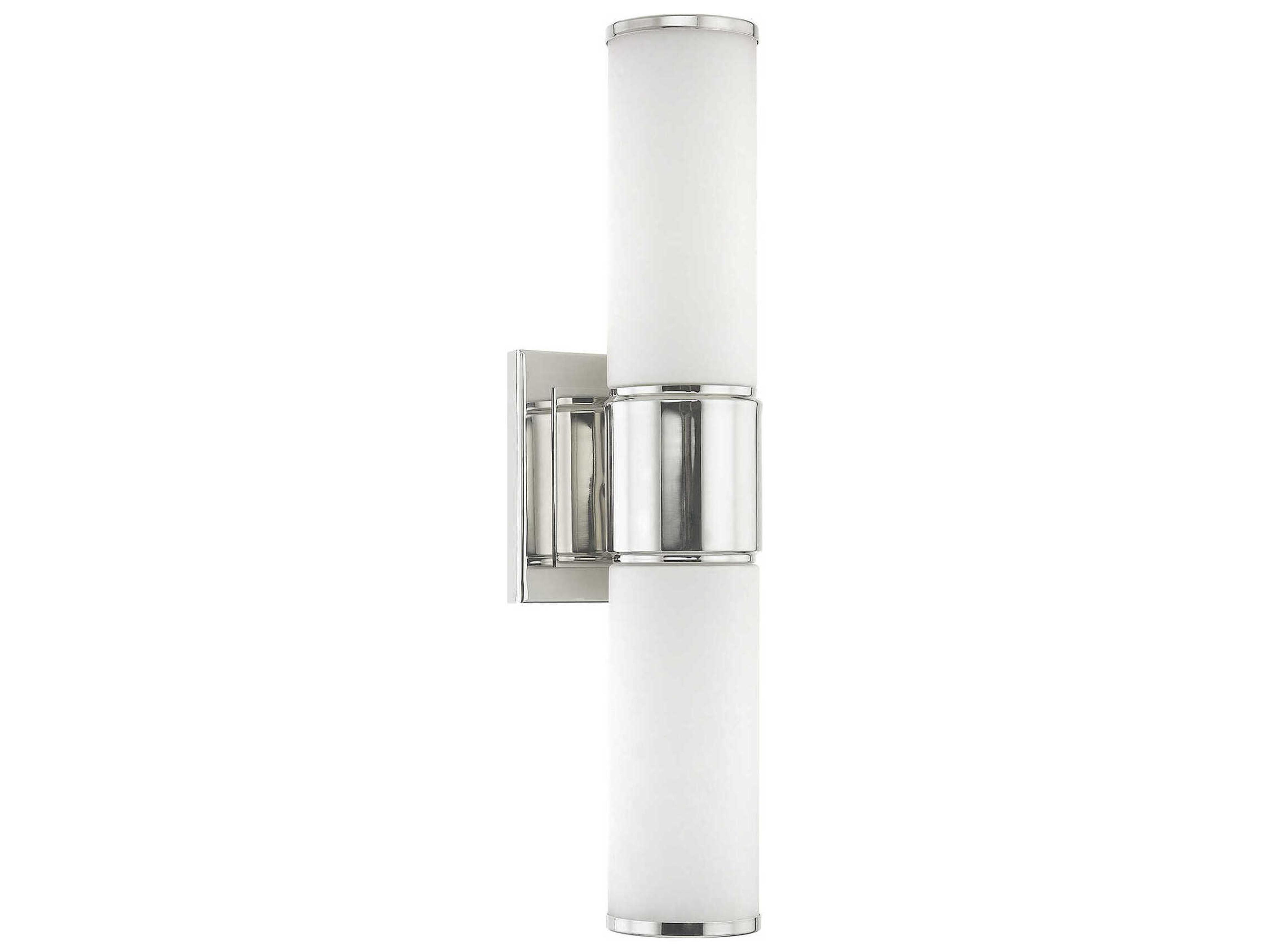 Livex Lighting Weston 2-Light Polished Nickel Glass Wall Sconce