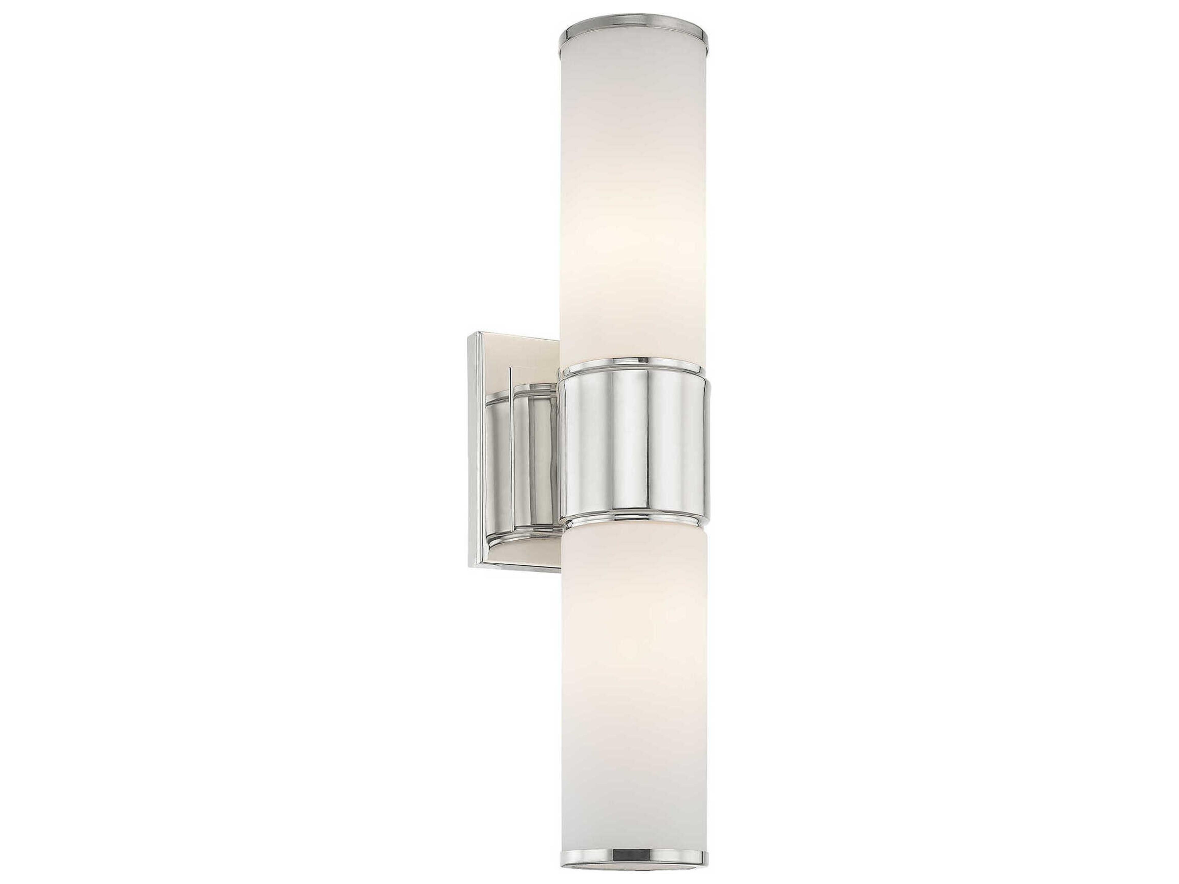 Livex Lighting Weston 2-Light Polished Nickel Glass Wall Sconce
