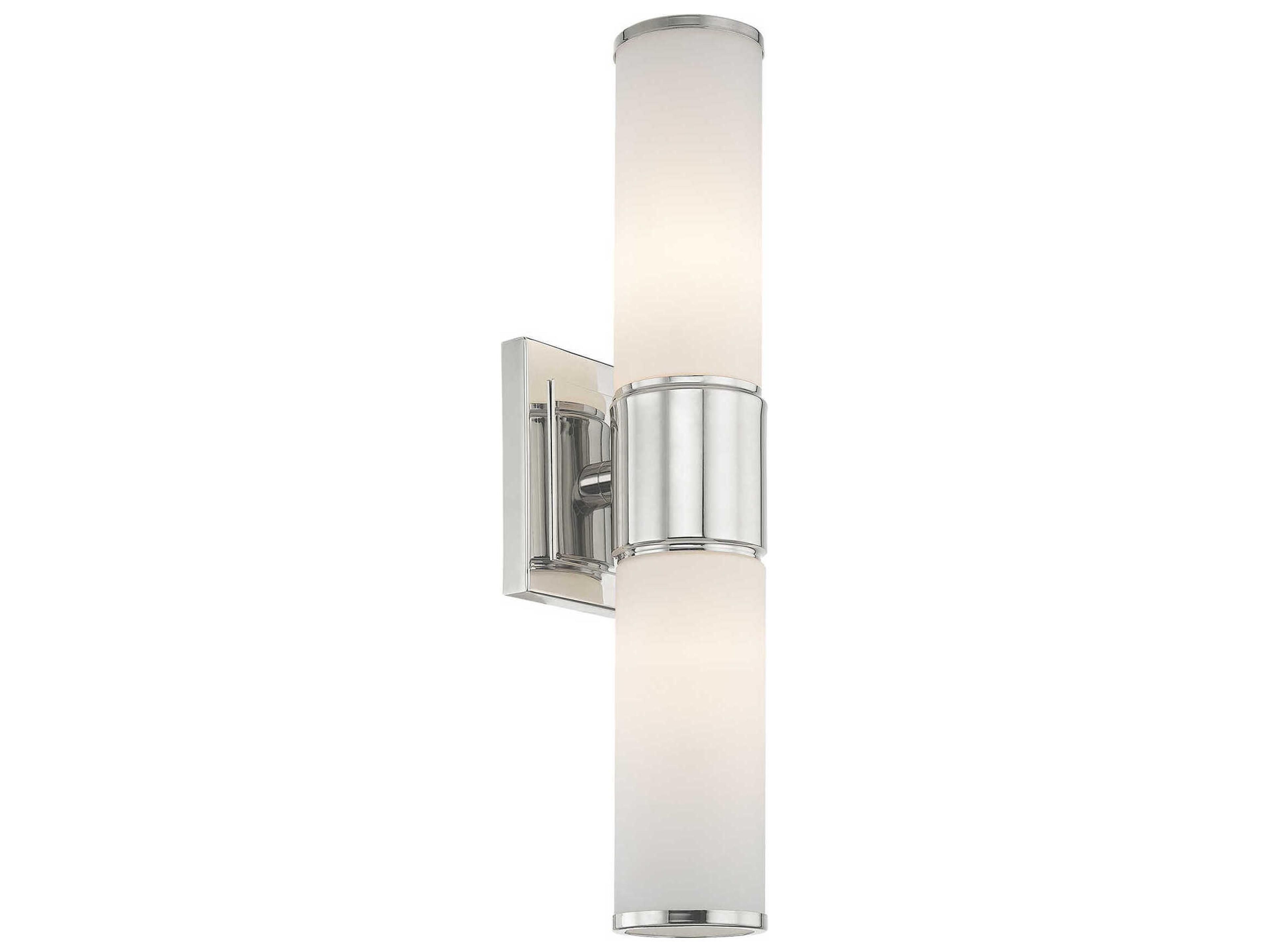 Livex Lighting Weston 2-Light Polished Nickel Glass Wall Sconce