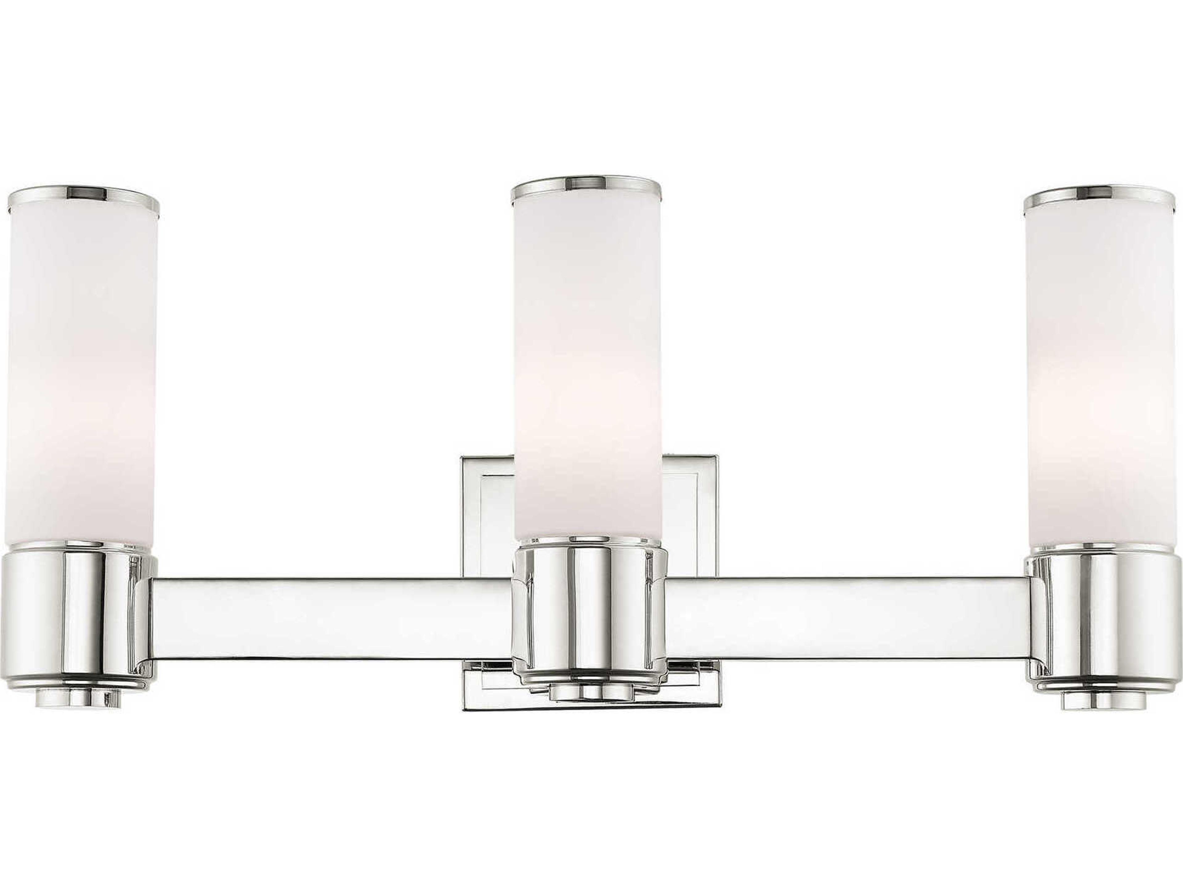 Livex Lighting Weston 3-Light Polished Nickel Glass Vanity Light