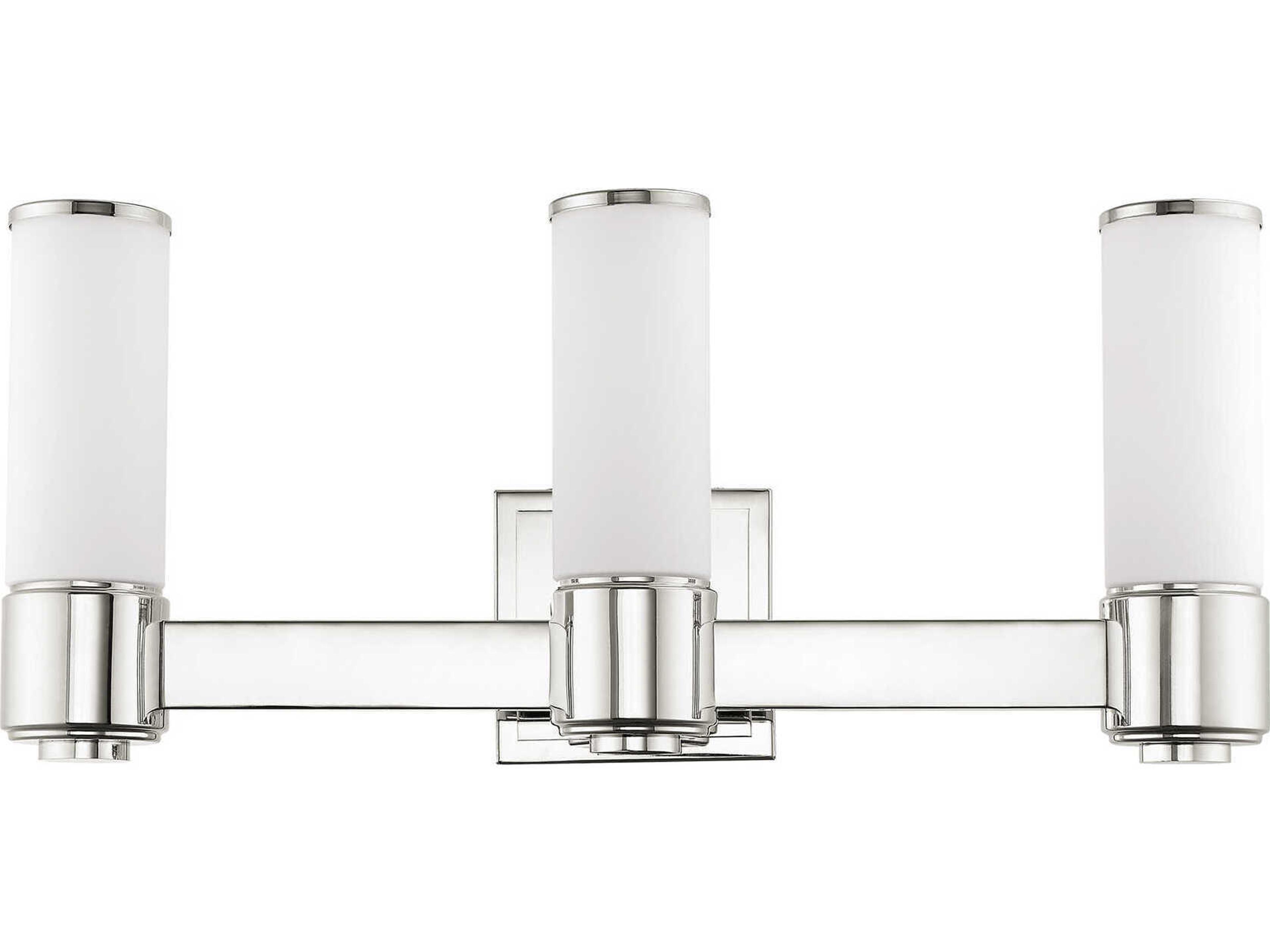 Livex Lighting Weston 3-Light Polished Nickel Glass Vanity Light