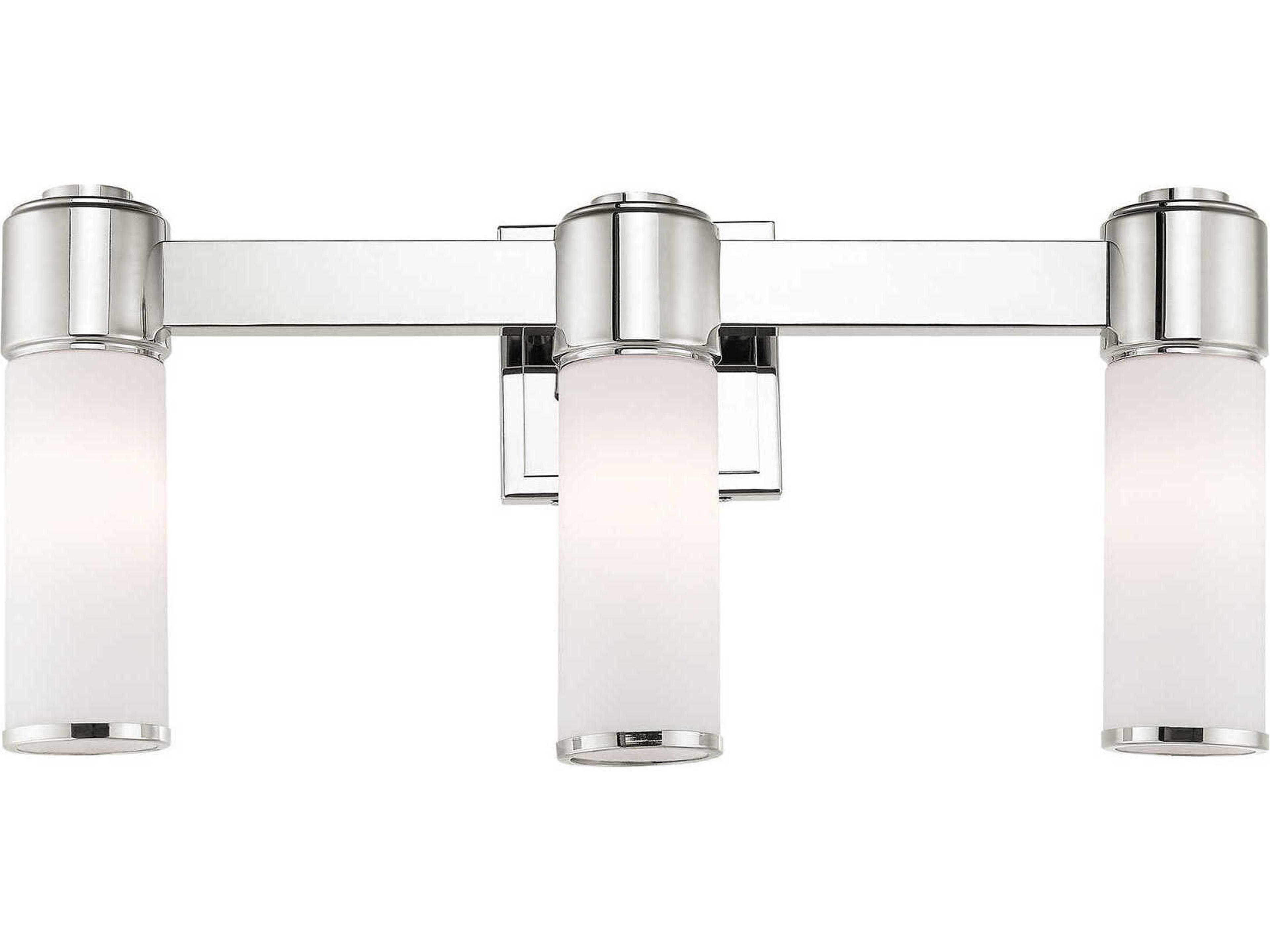 Livex Lighting Weston 3-Light Polished Nickel Glass Vanity Light