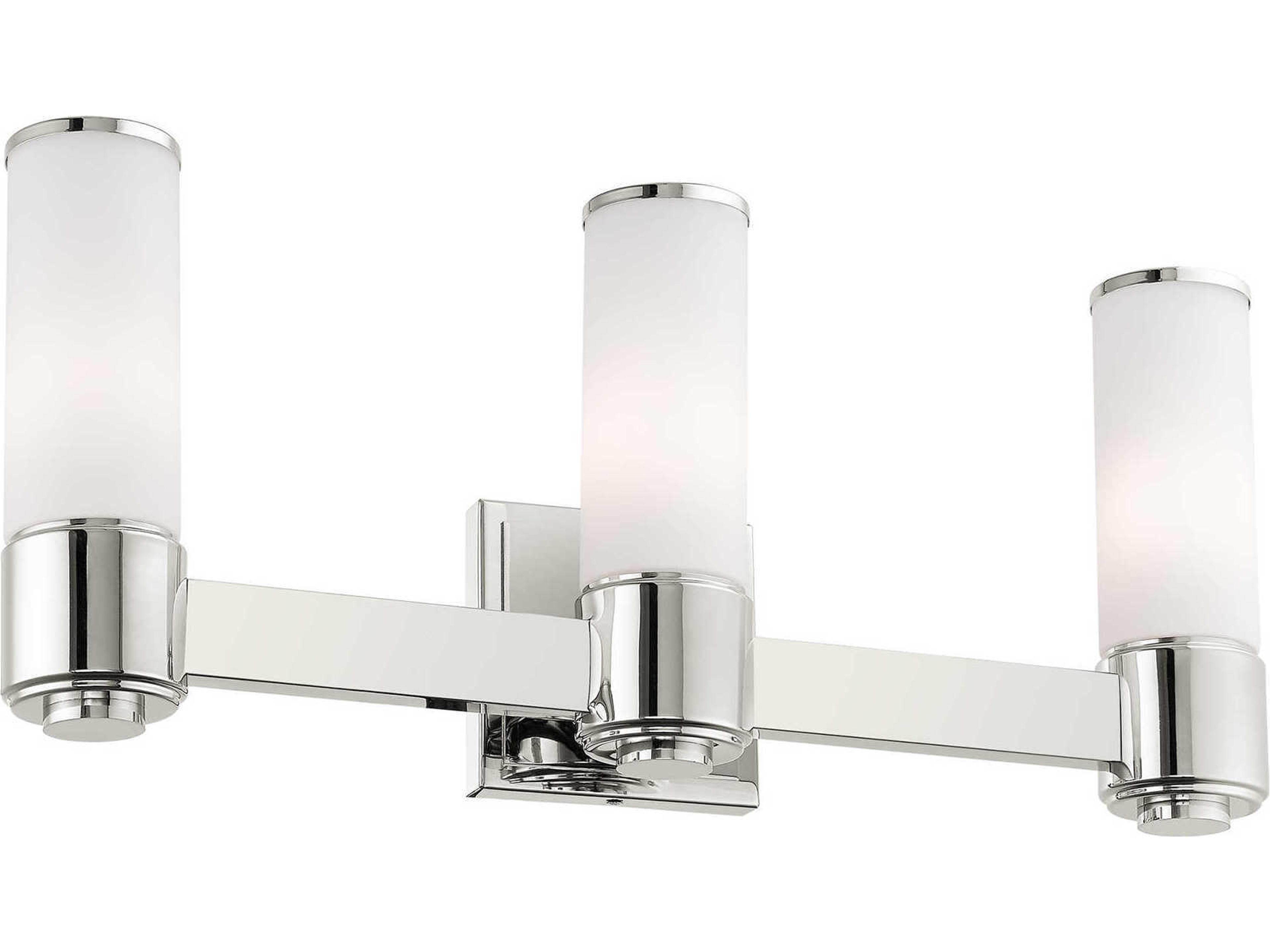 Livex Lighting Weston 3-Light Polished Nickel Glass Vanity Light