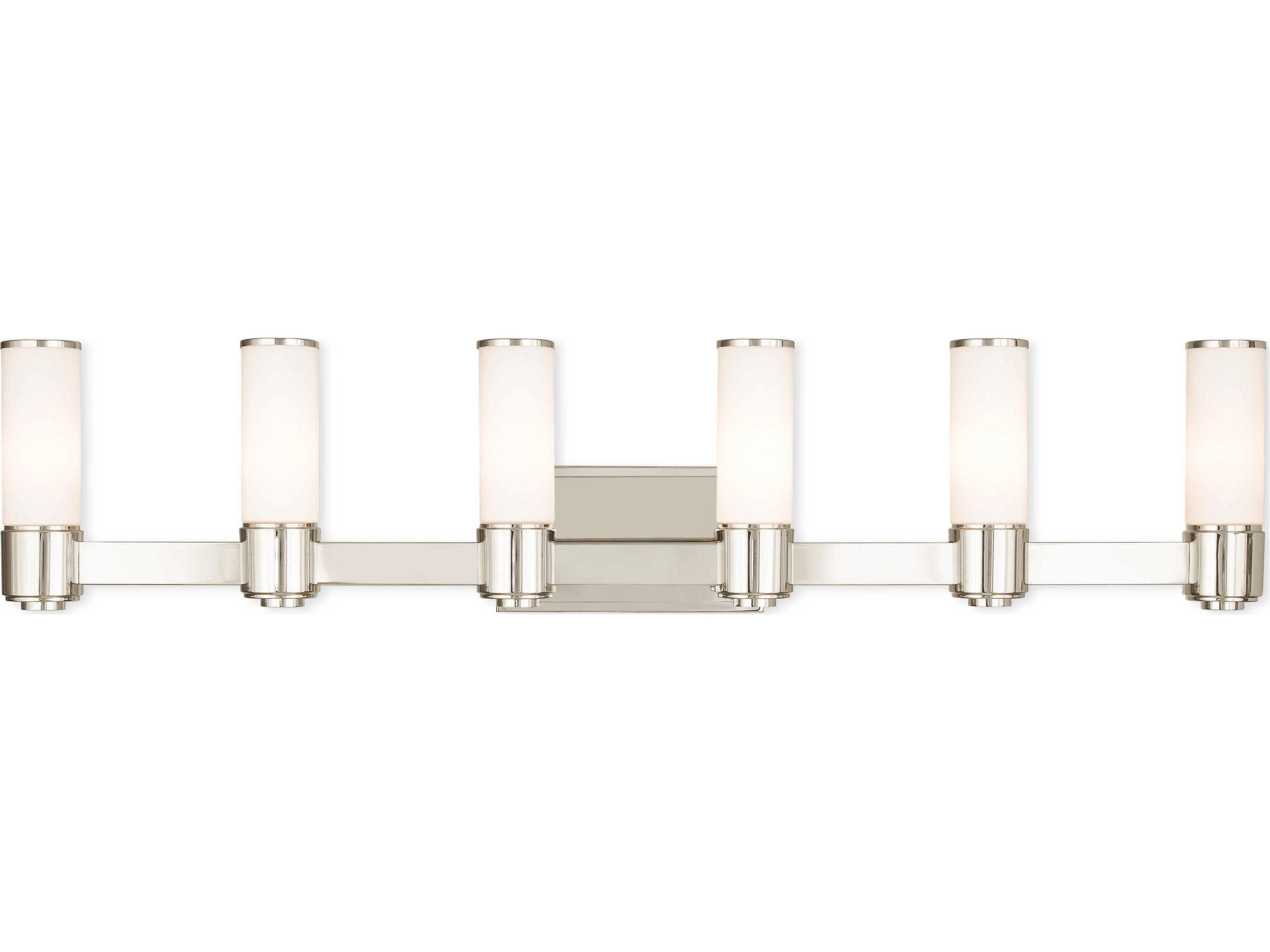 Weston 6-Light Polished Nickel Glass Vanity Light