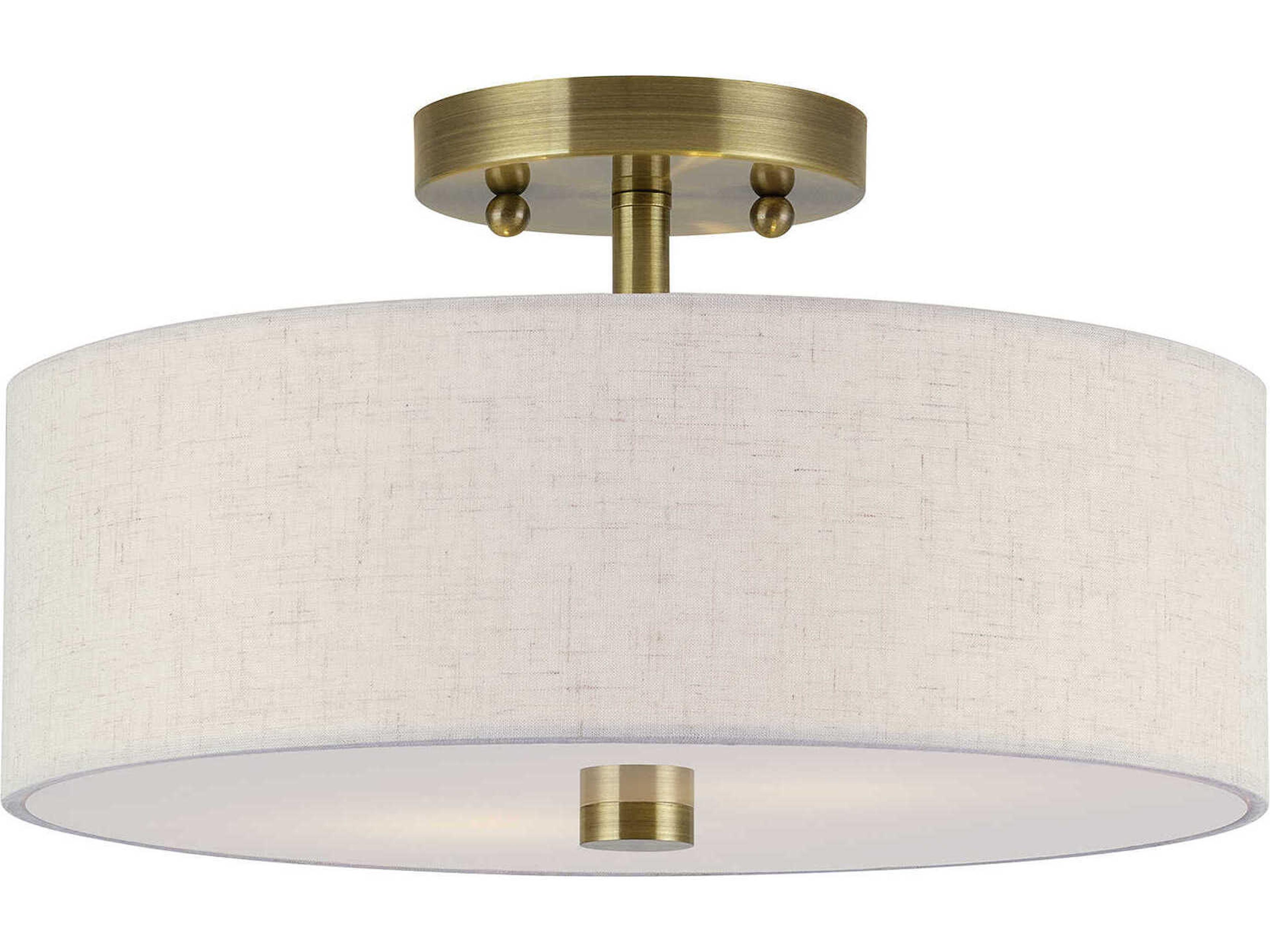 Monroe 2-Light Antique Brass Drum Semi Flush Mount