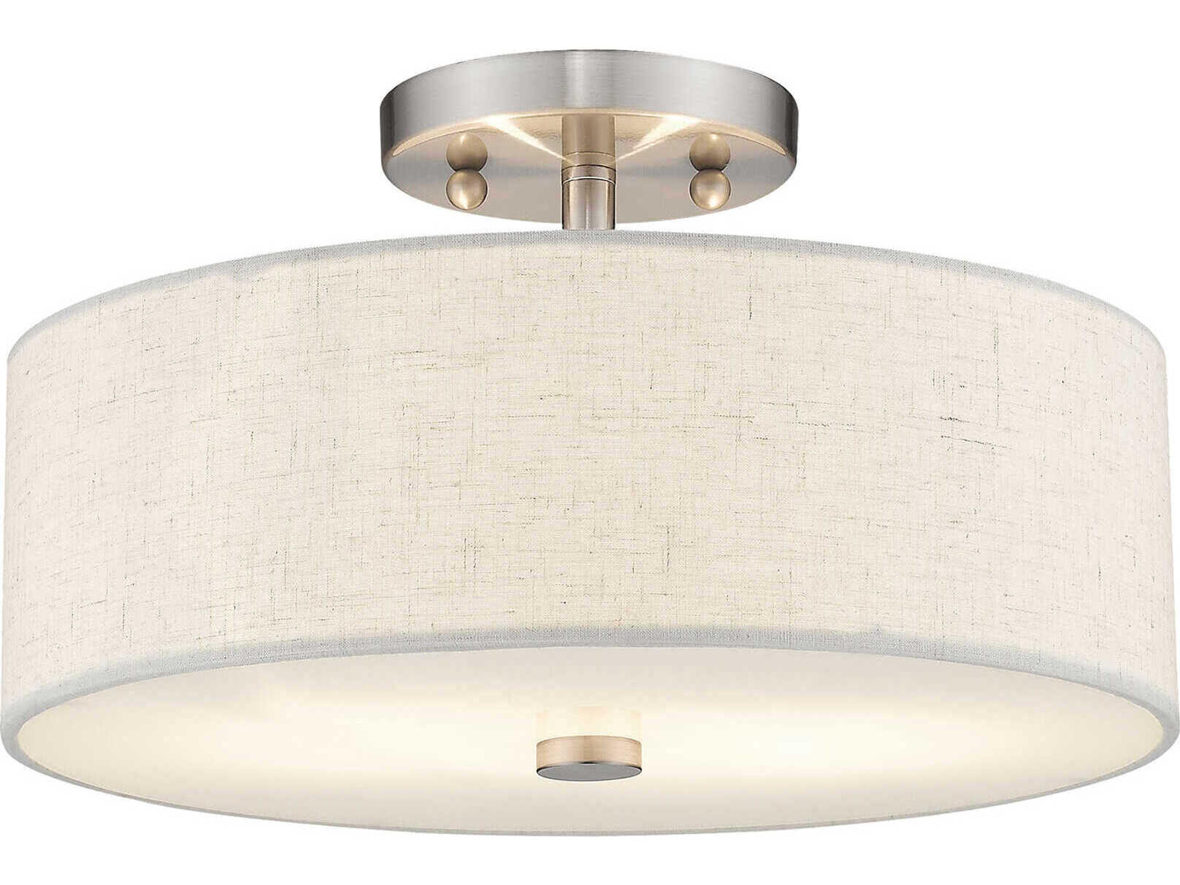 Livex Lighting Meridian 2-Light Brushed Nickel Drum Semi Flush Mount