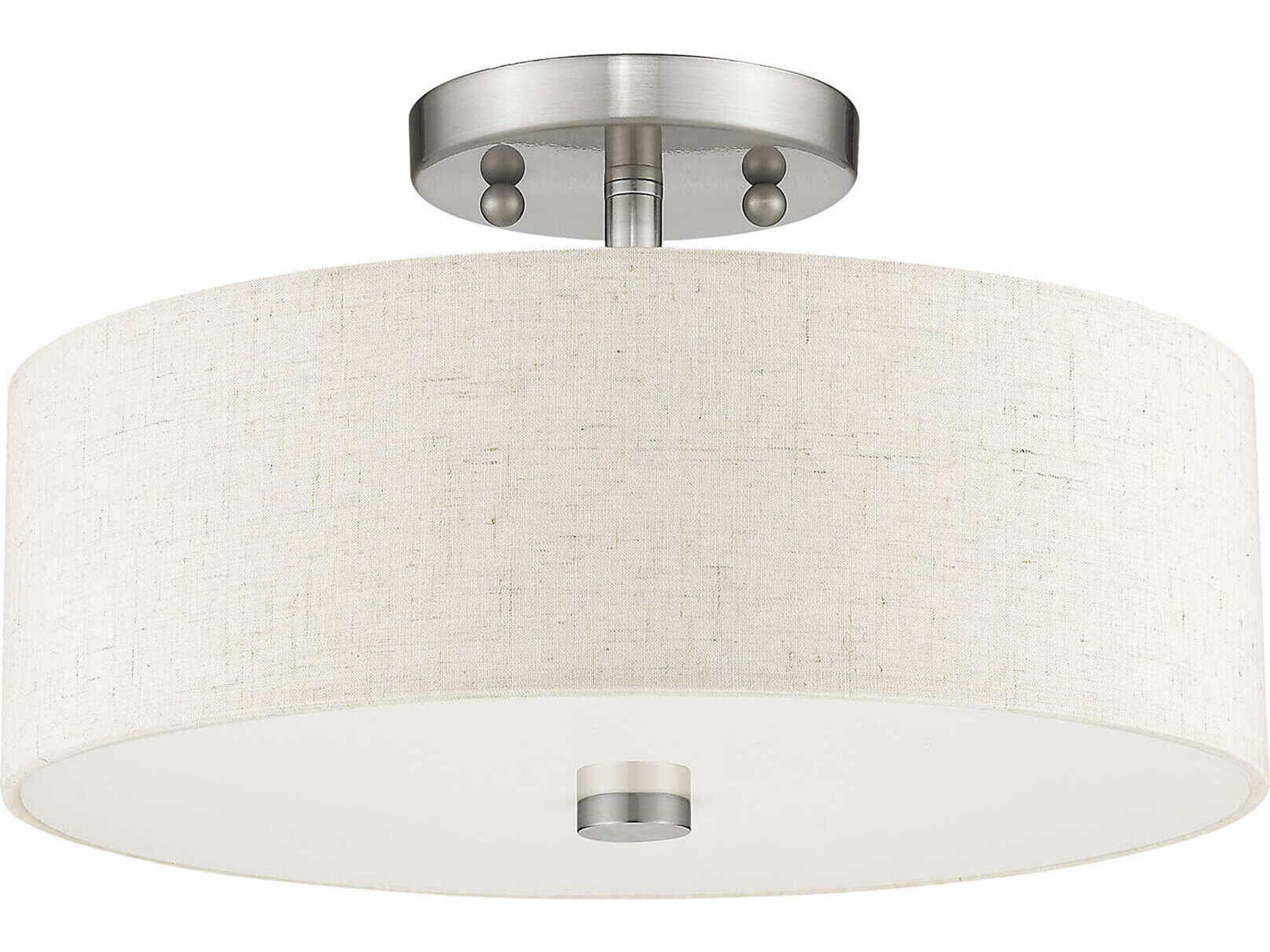 Livex Lighting Meridian 2-Light Brushed Nickel Drum Semi Flush Mount