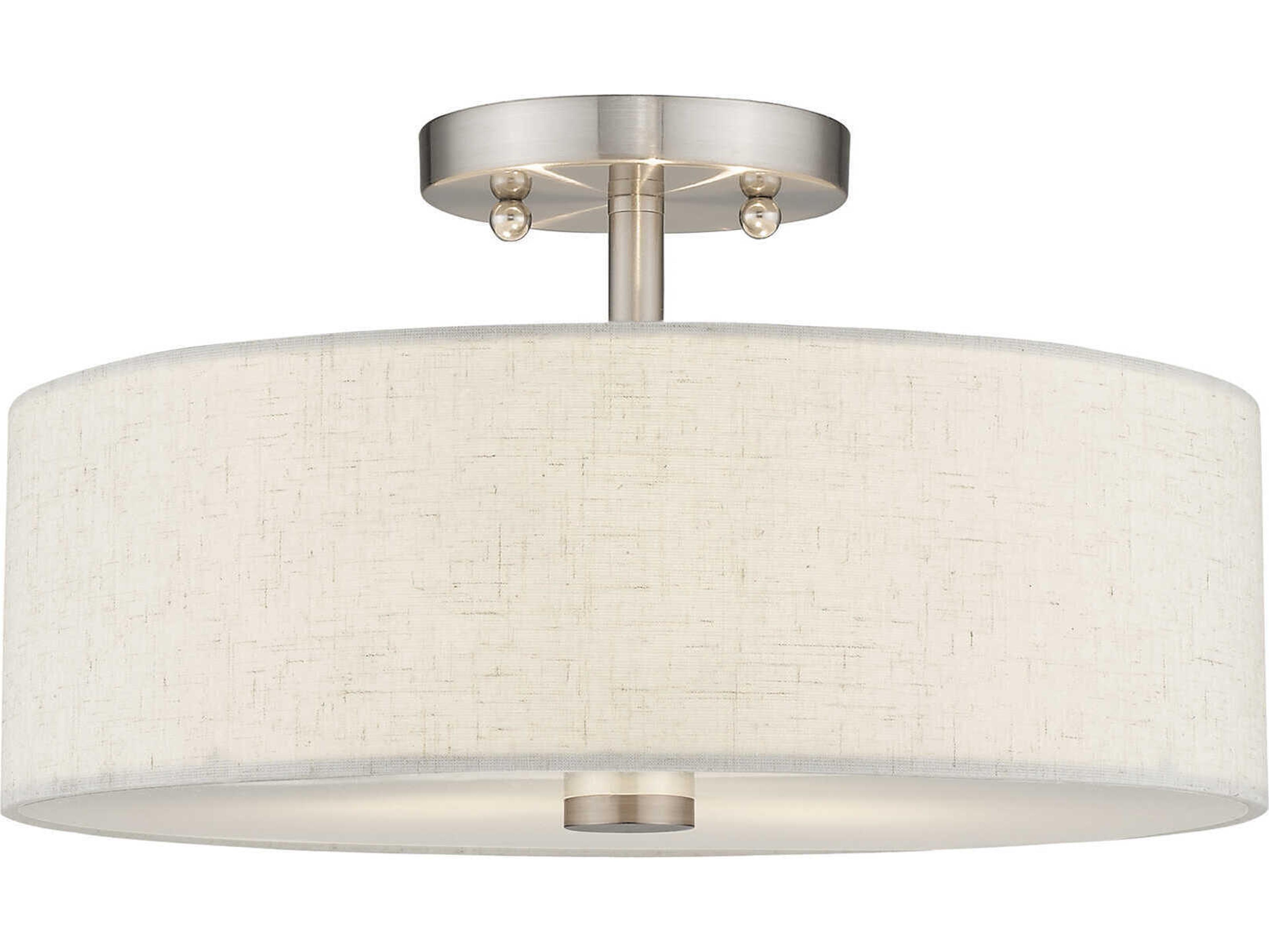 Livex Lighting Meridian 2-Light Brushed Nickel Drum Semi Flush Mount
