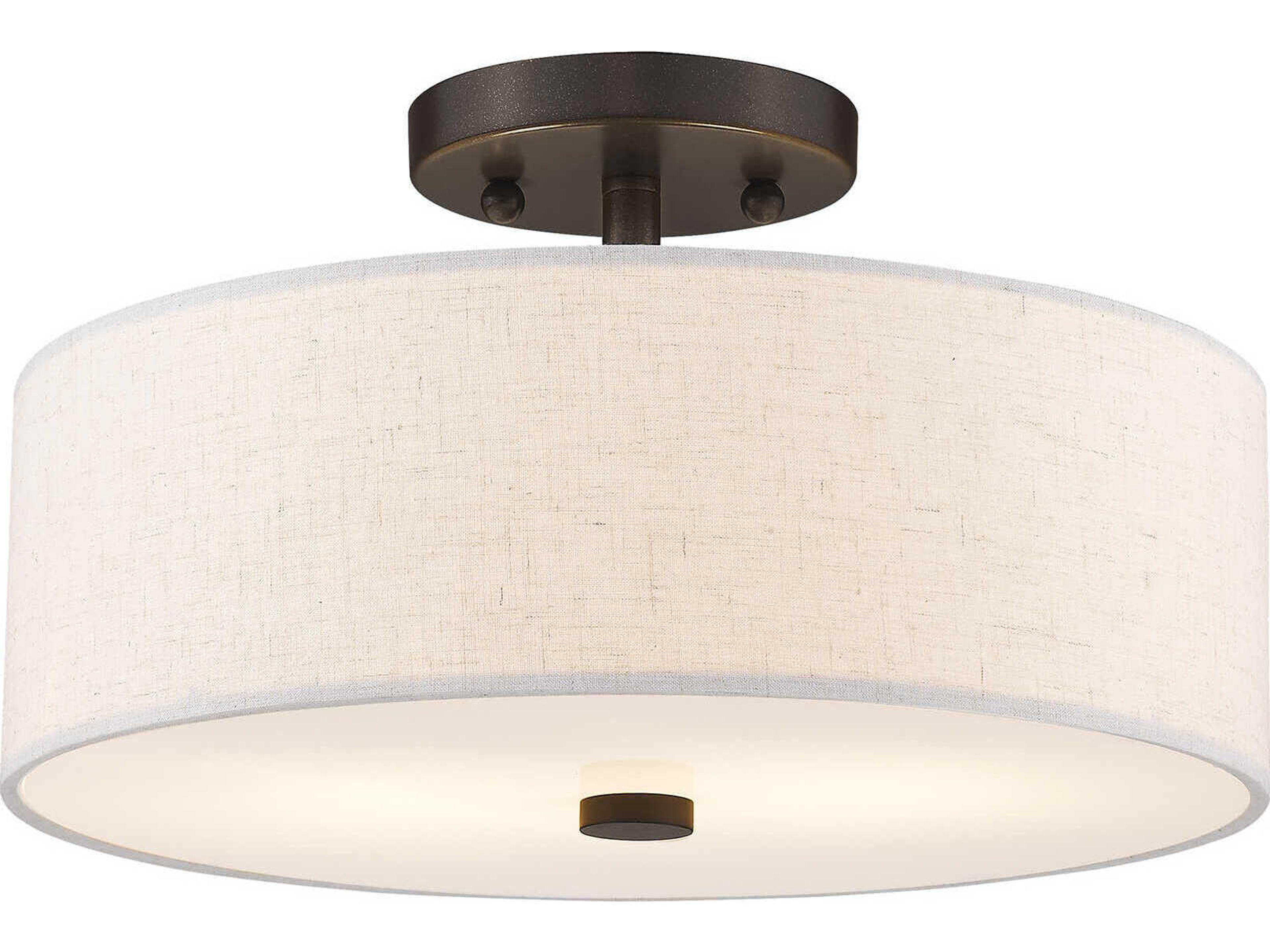 Livex Lighting Meridian 2-Light English Bronze Drum Semi Flush Mount