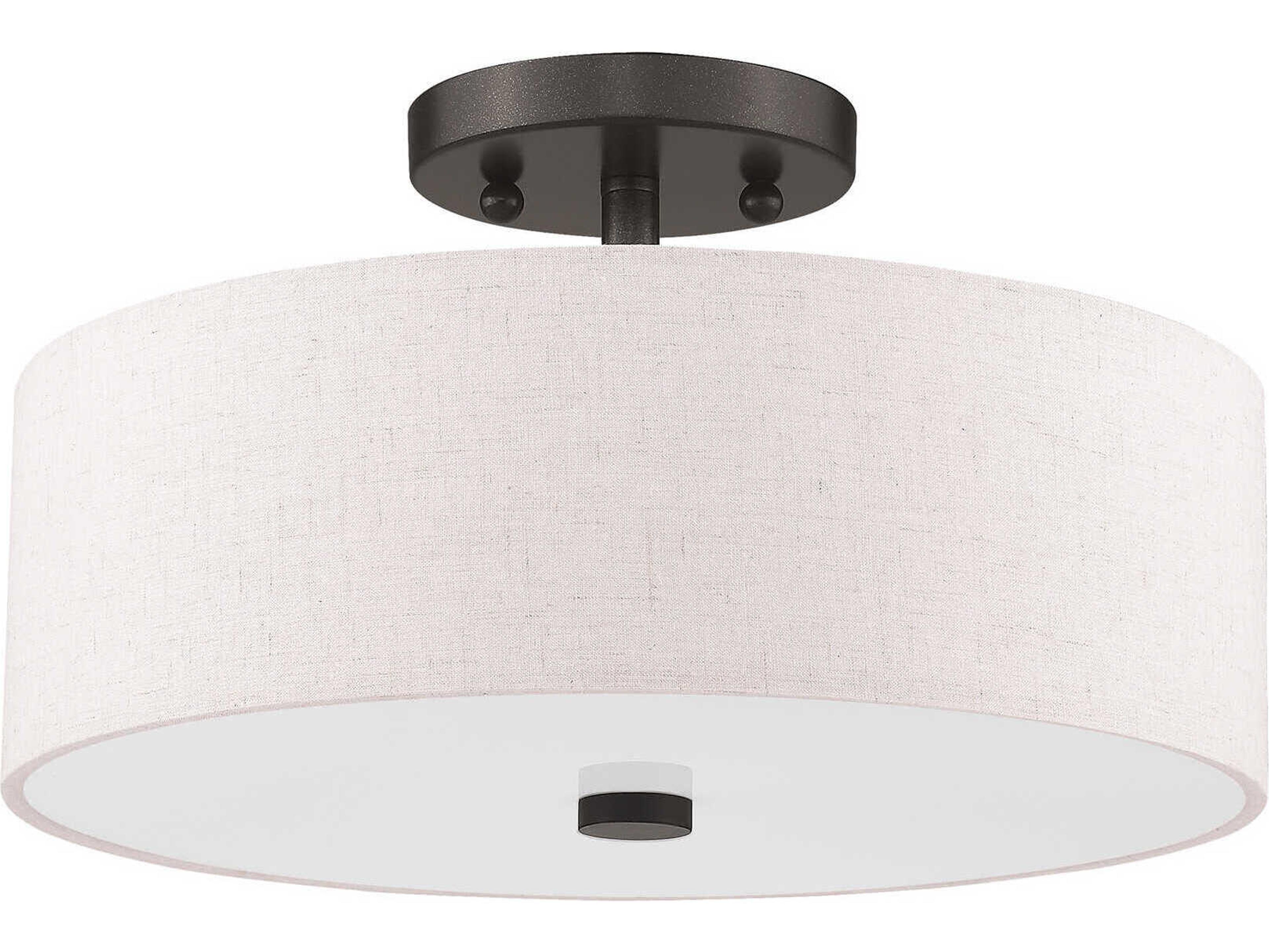 Livex Lighting Meridian 2-Light English Bronze Drum Semi Flush Mount