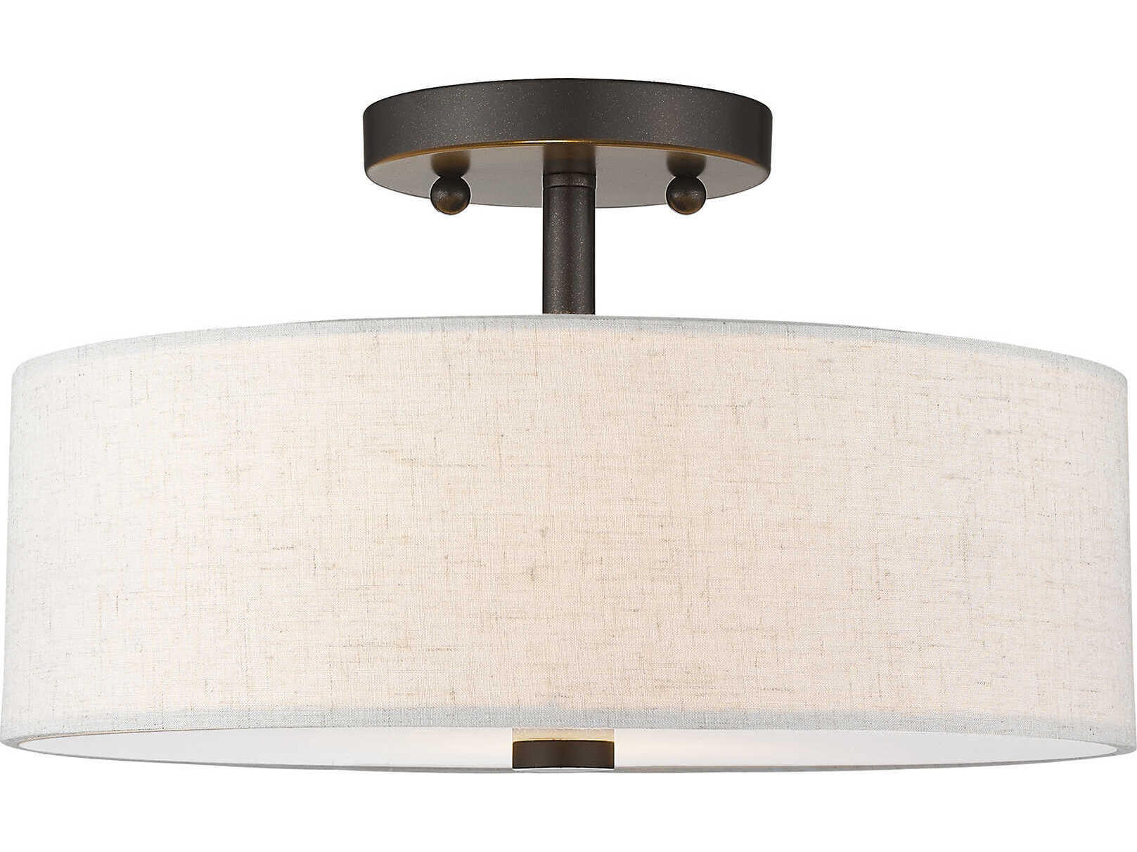 Livex Lighting Meridian 2-Light English Bronze Drum Semi Flush Mount