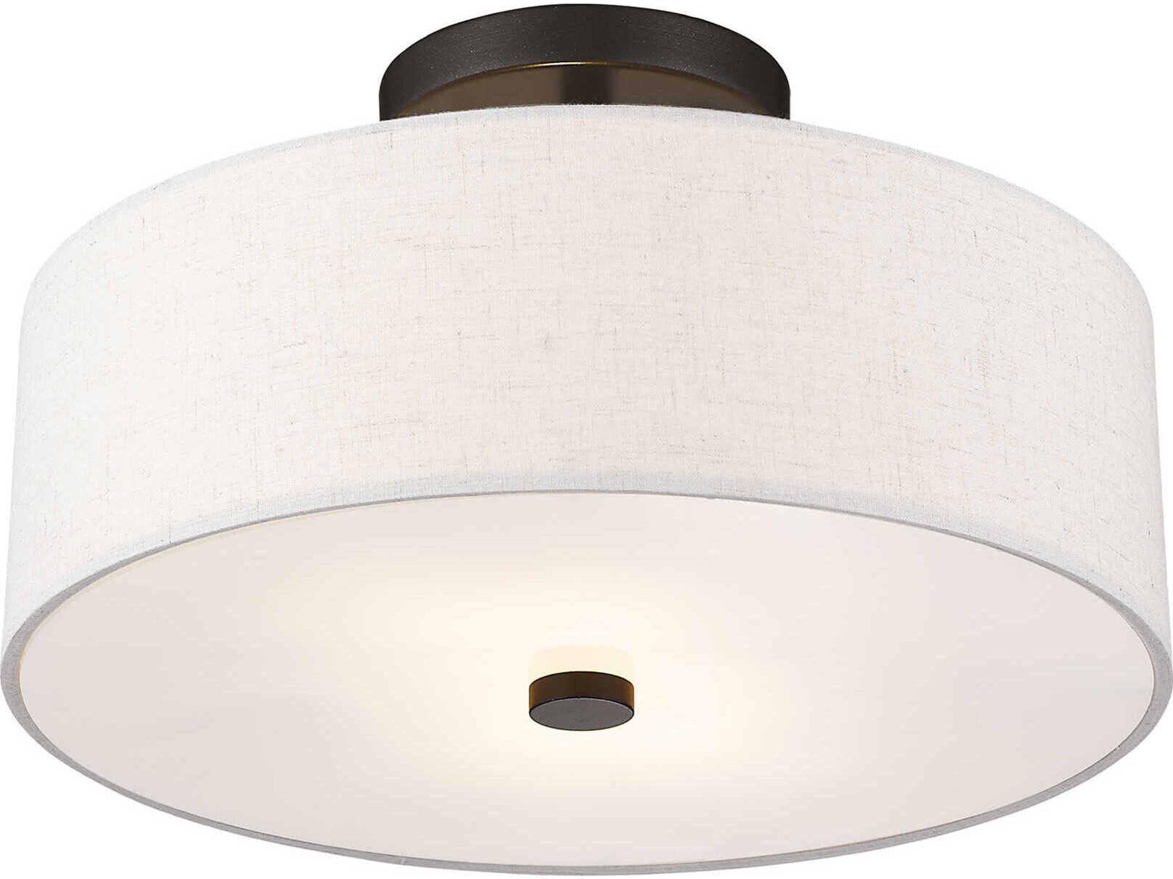 Livex Lighting Meridian 2-Light English Bronze Drum Semi Flush Mount