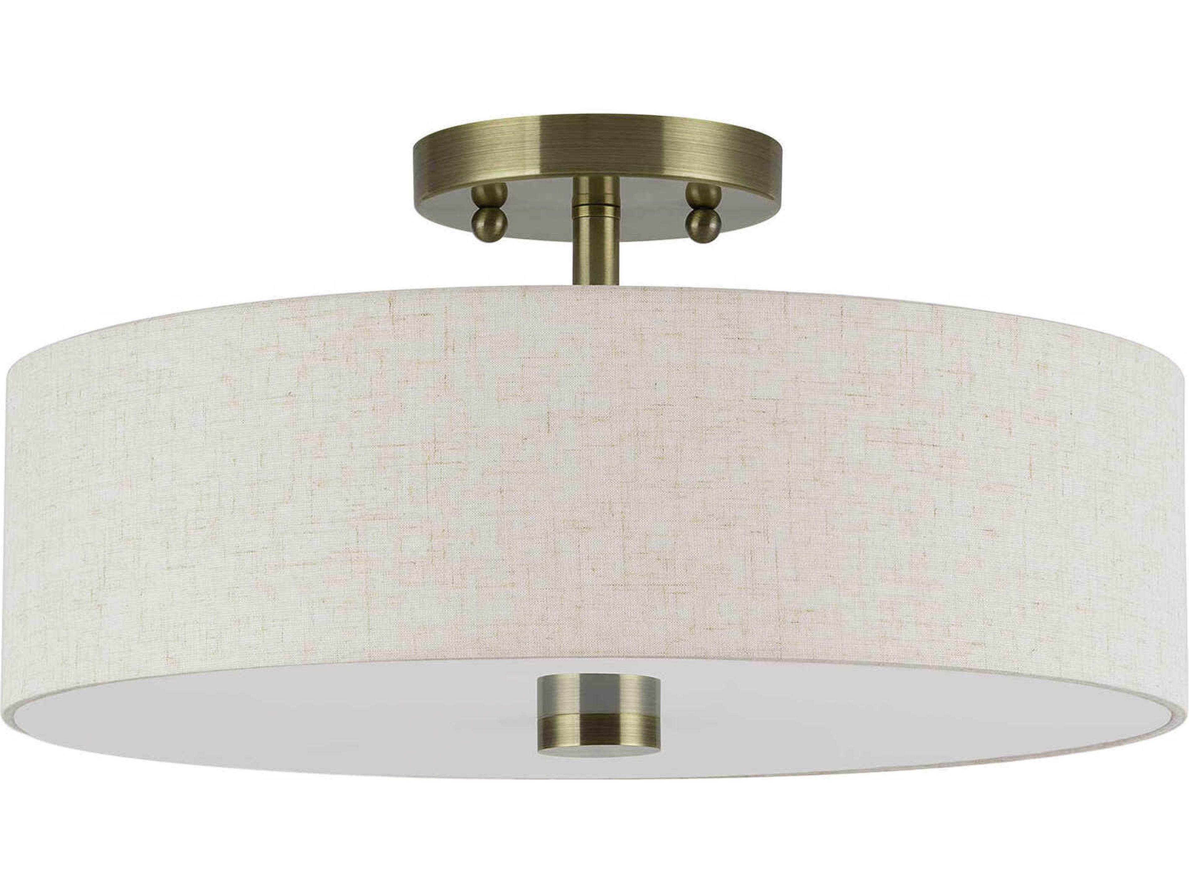 Livex Lighting Monroe 3-Light Antique Brass Drum Semi Flush Mount