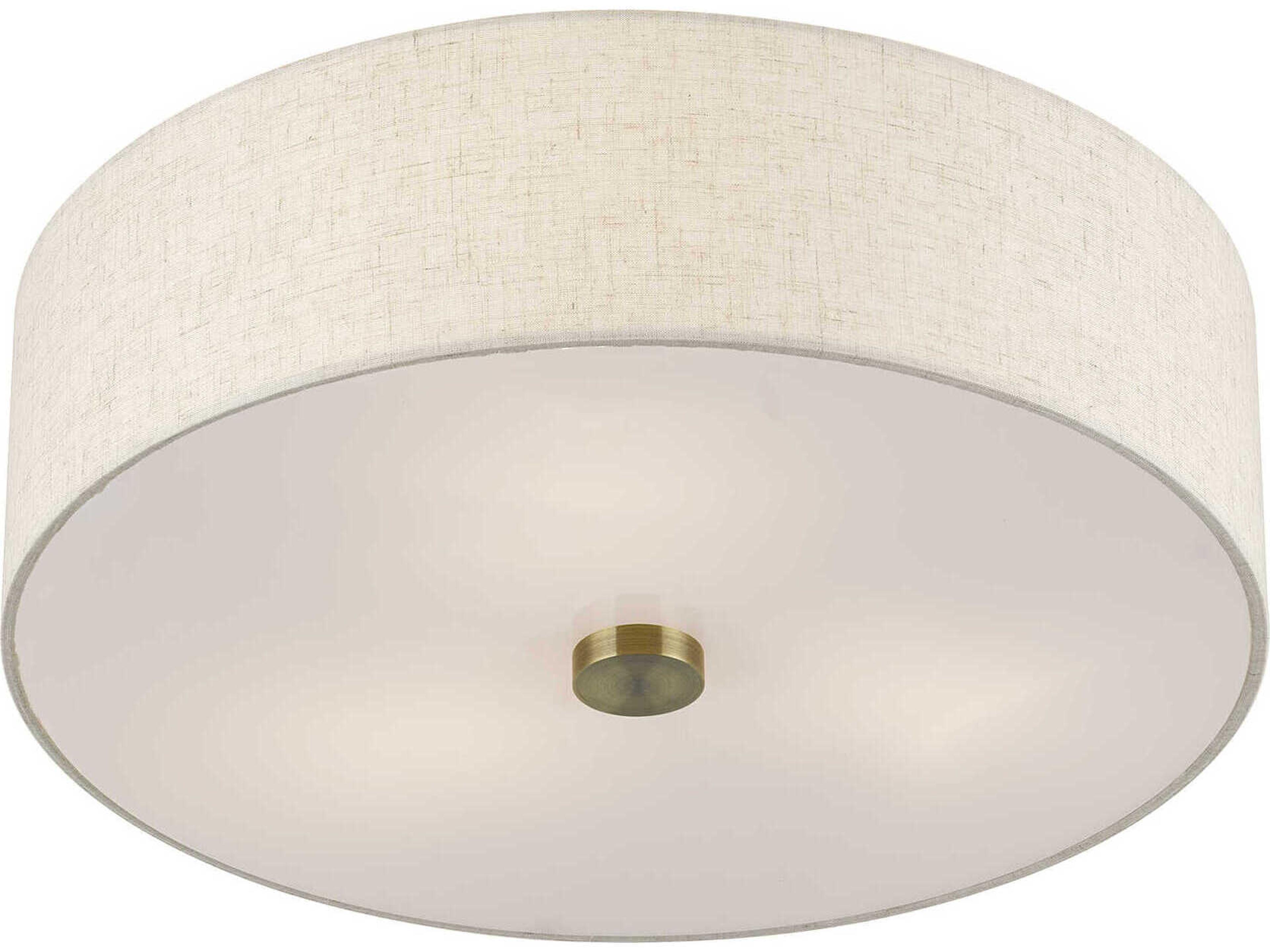 Livex Lighting Monroe 3-Light Antique Brass Drum Semi Flush Mount