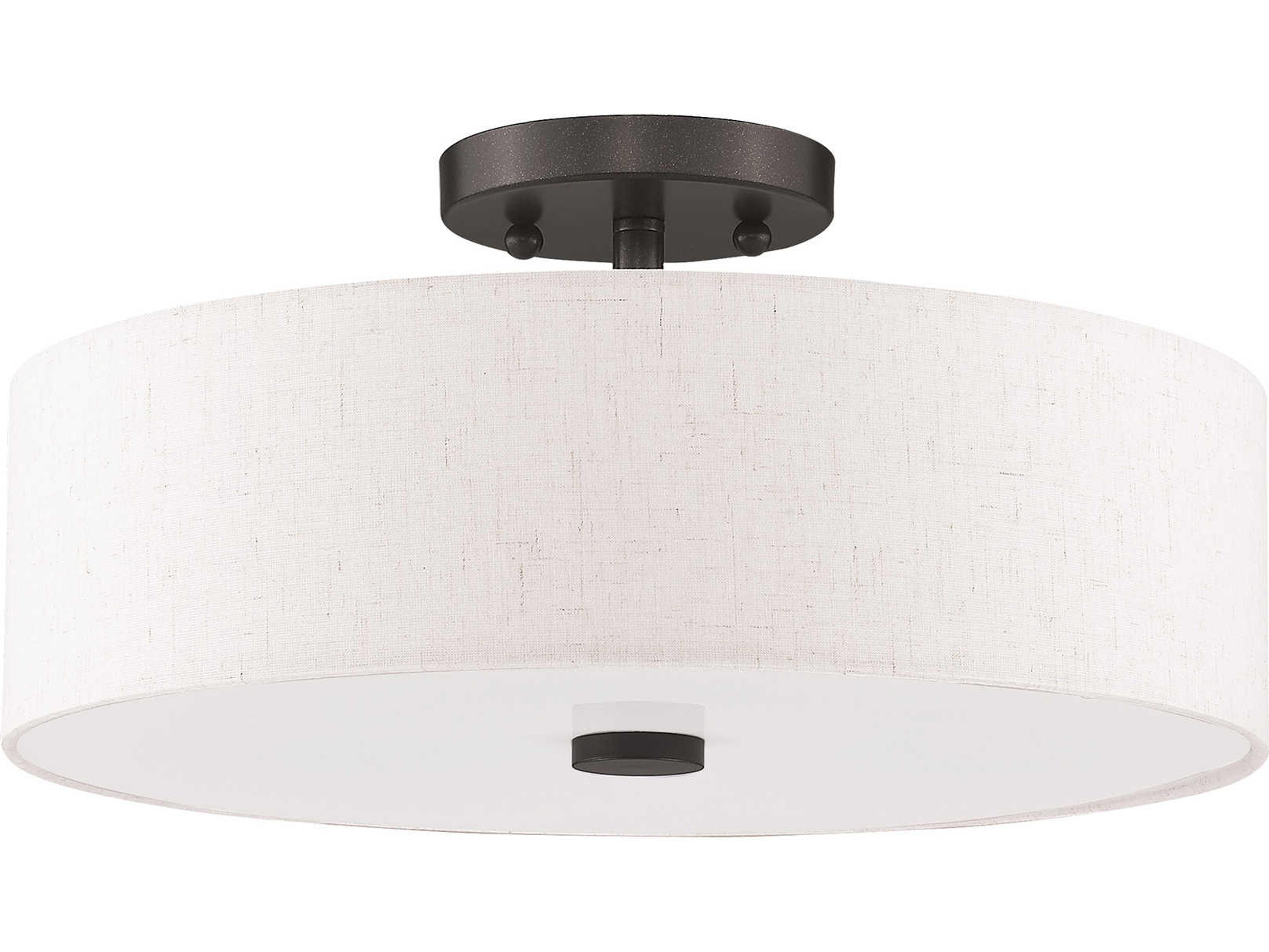 Livex Lighting Meridian 3-Light English Bronze Drum Round Semi Flush Mount