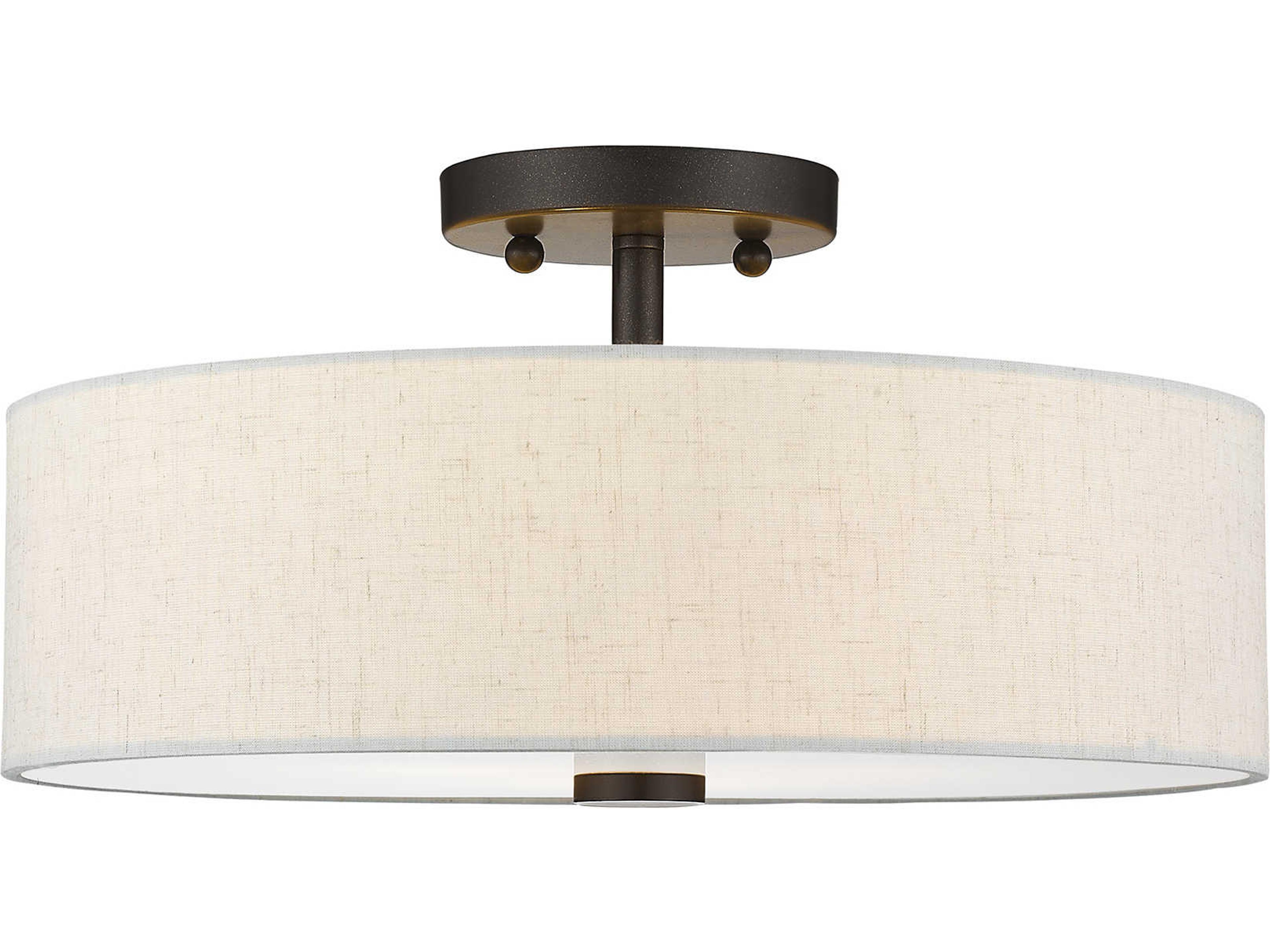 Livex Lighting Meridian 3-Light English Bronze Drum Round Semi Flush Mount