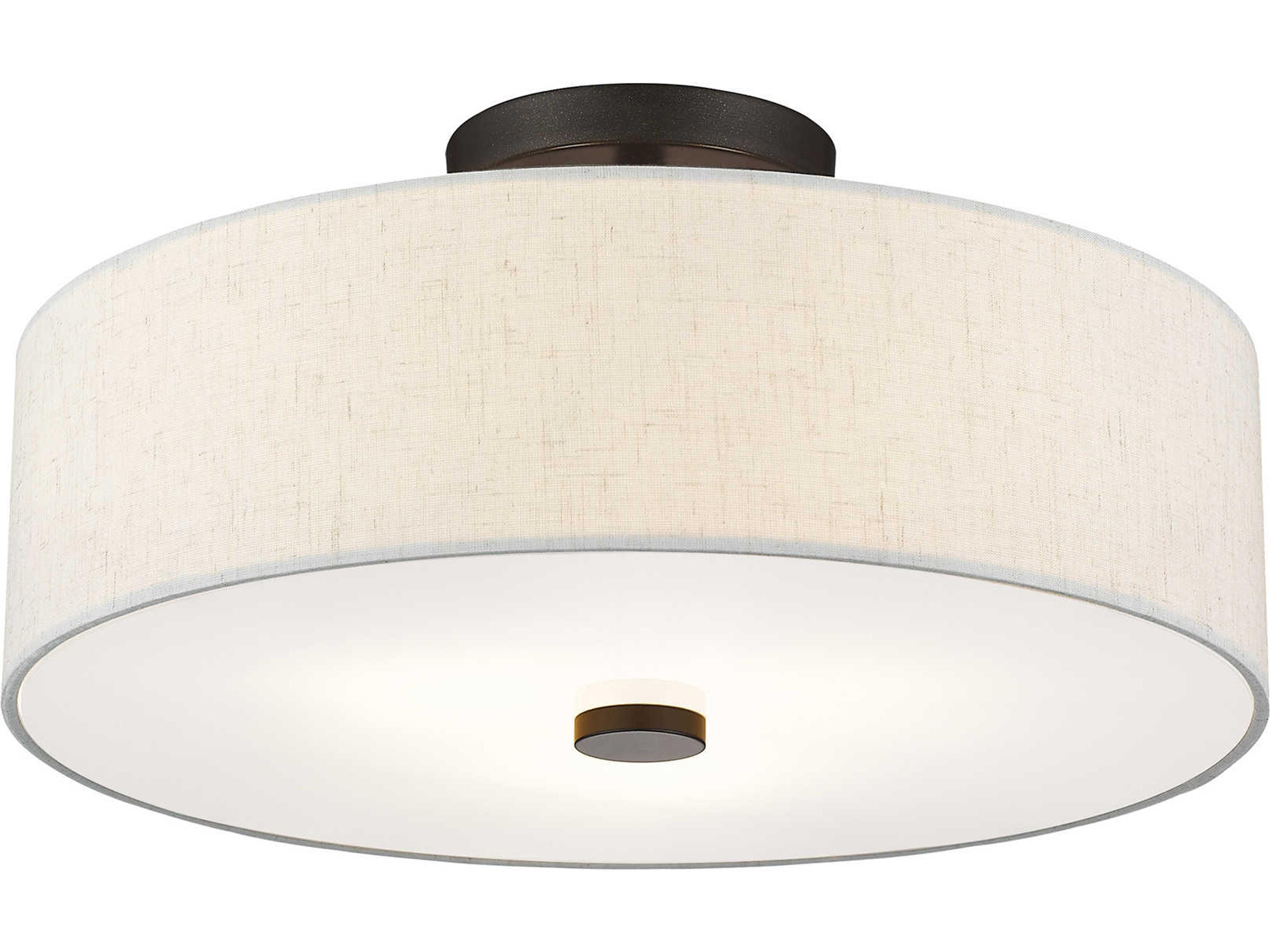 Livex Lighting Meridian 3-Light English Bronze Drum Round Semi Flush Mount