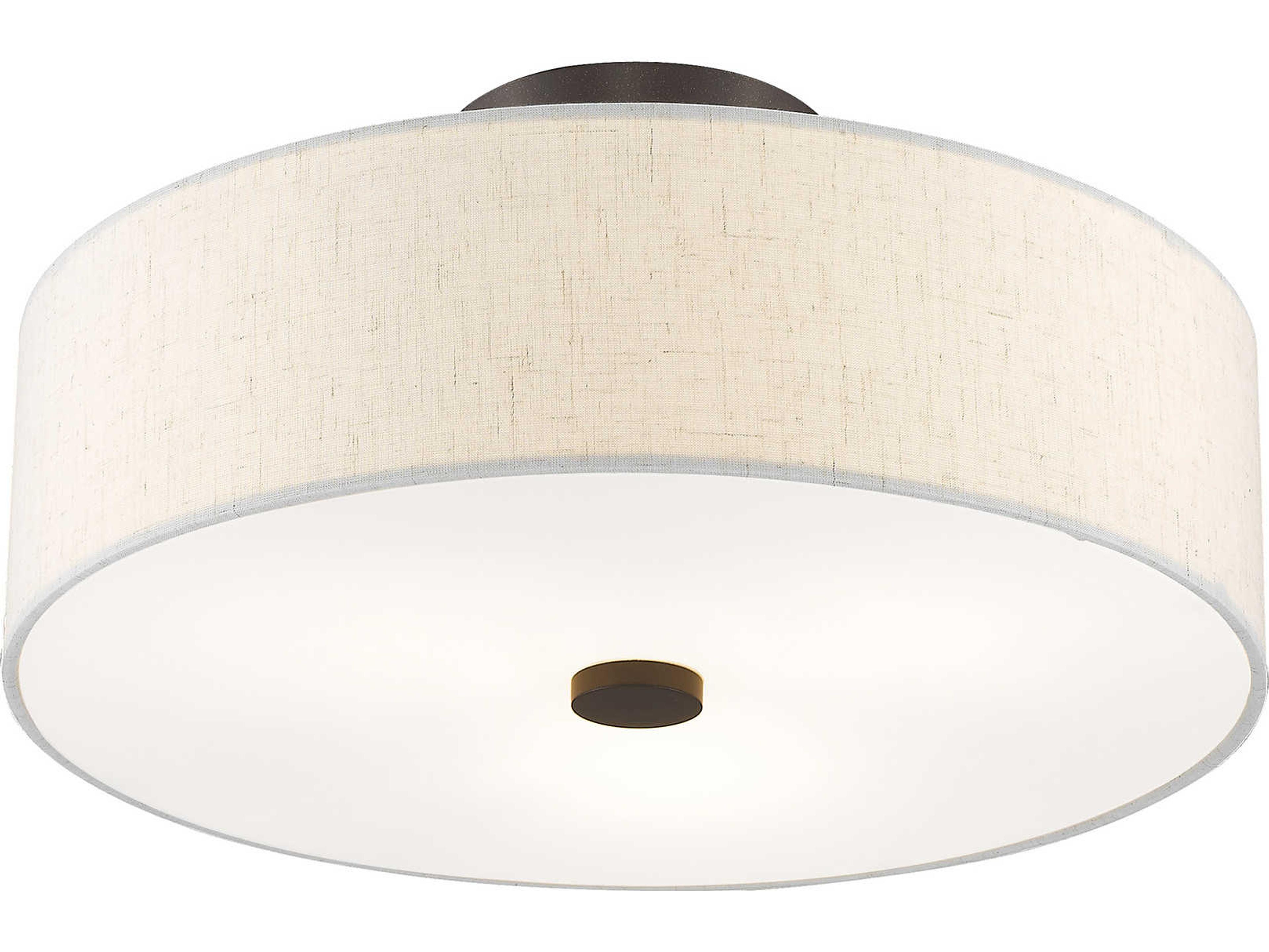 Livex Lighting Meridian 3-Light English Bronze Drum Round Semi Flush Mount